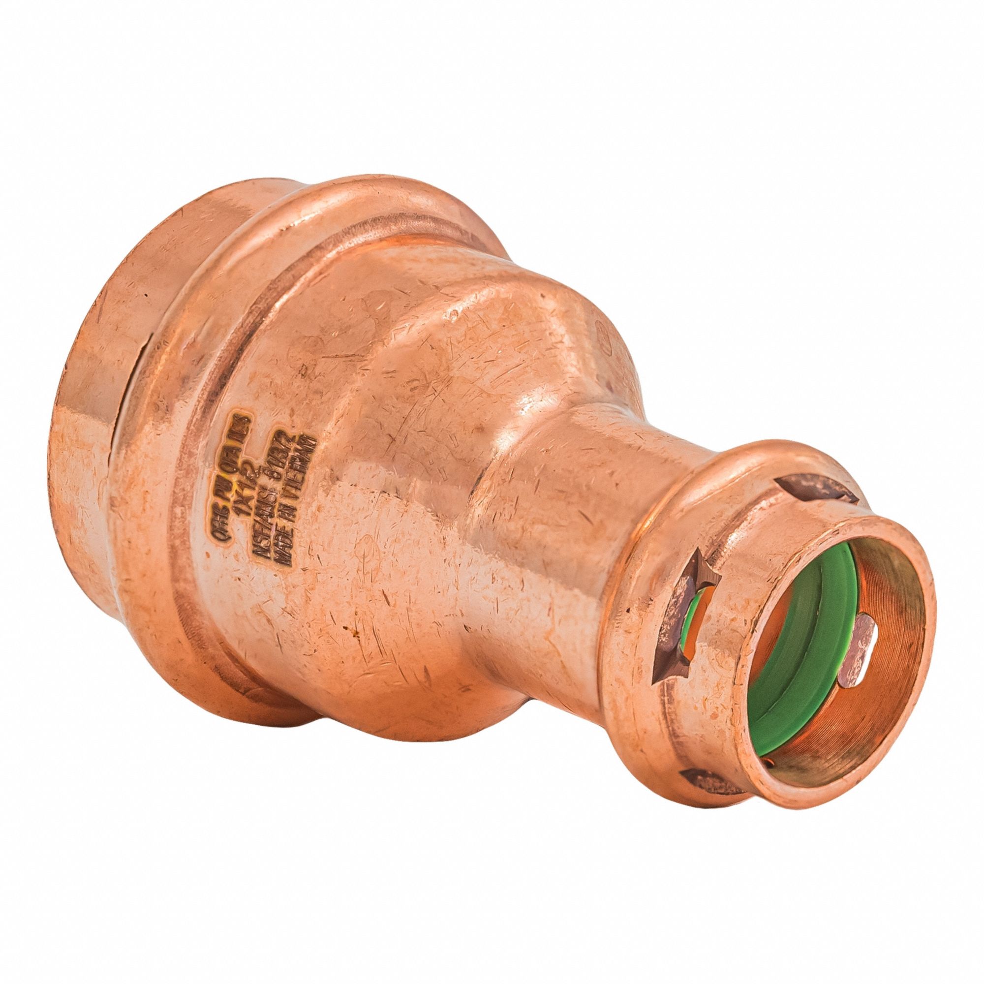 Press Copper Coupling: 1 in CTS x 1/2 in CTS size, Press-fit x Press-fit