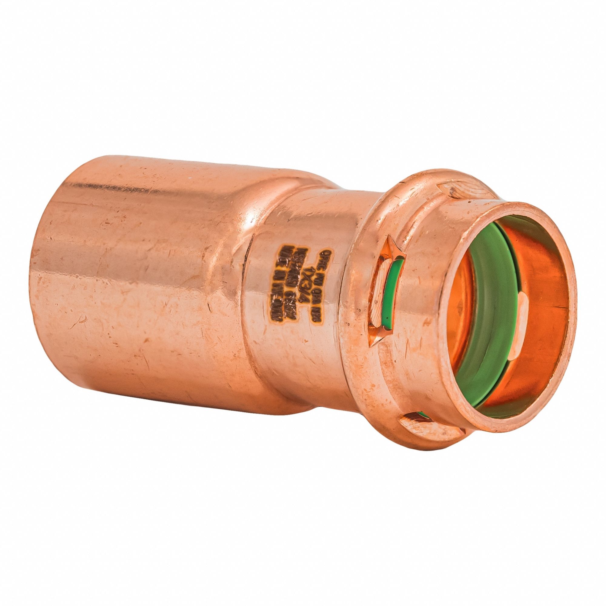 Press Copper Reducer: 1 in CTS x 3/4 in CTS size, FTG x Press-fit, Copper