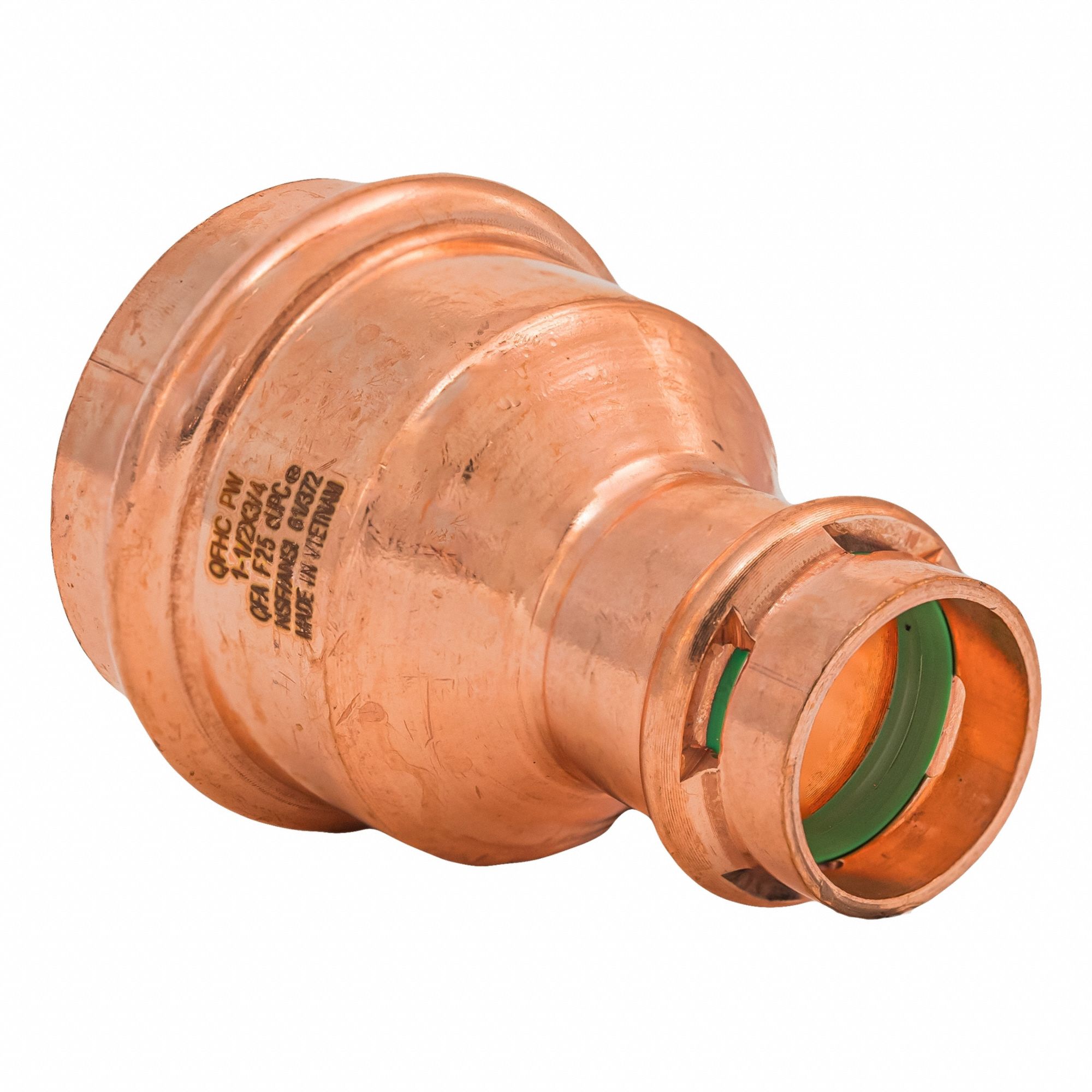 Press Copper Coupling: 1 1/2 in CTS x 3/4 in CTS size, Press-fit x Press-fit