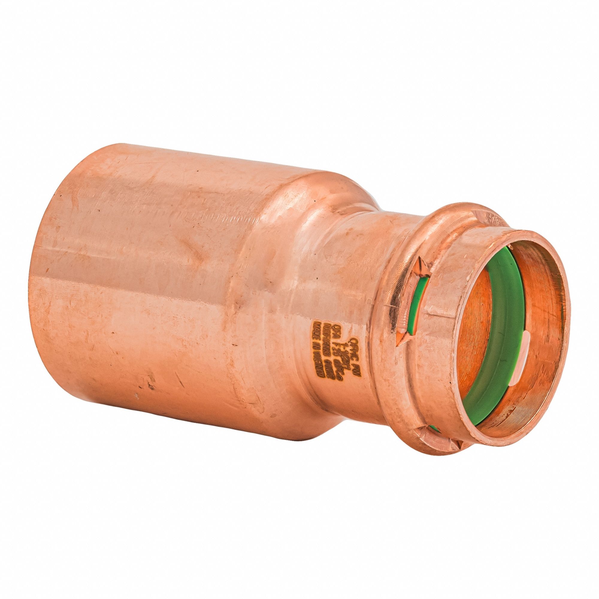 Press Copper Reducer: 1 1/2 in CTS x 1 in CTS size, FTG x Press-fit, Copper