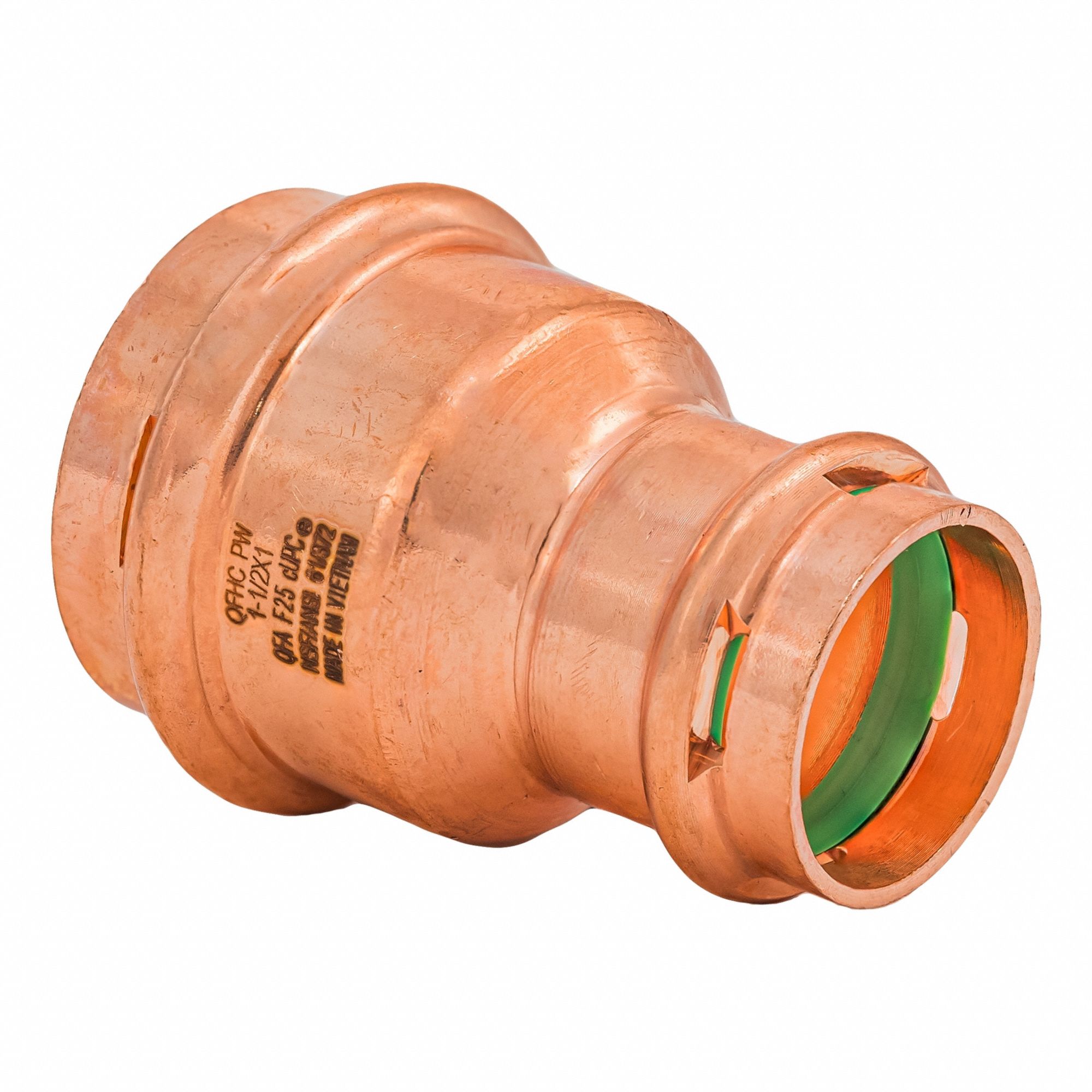 Press Copper Coupling: 1 1/2 in CTS x 1 in CTS size, Press-fit x Press-fit