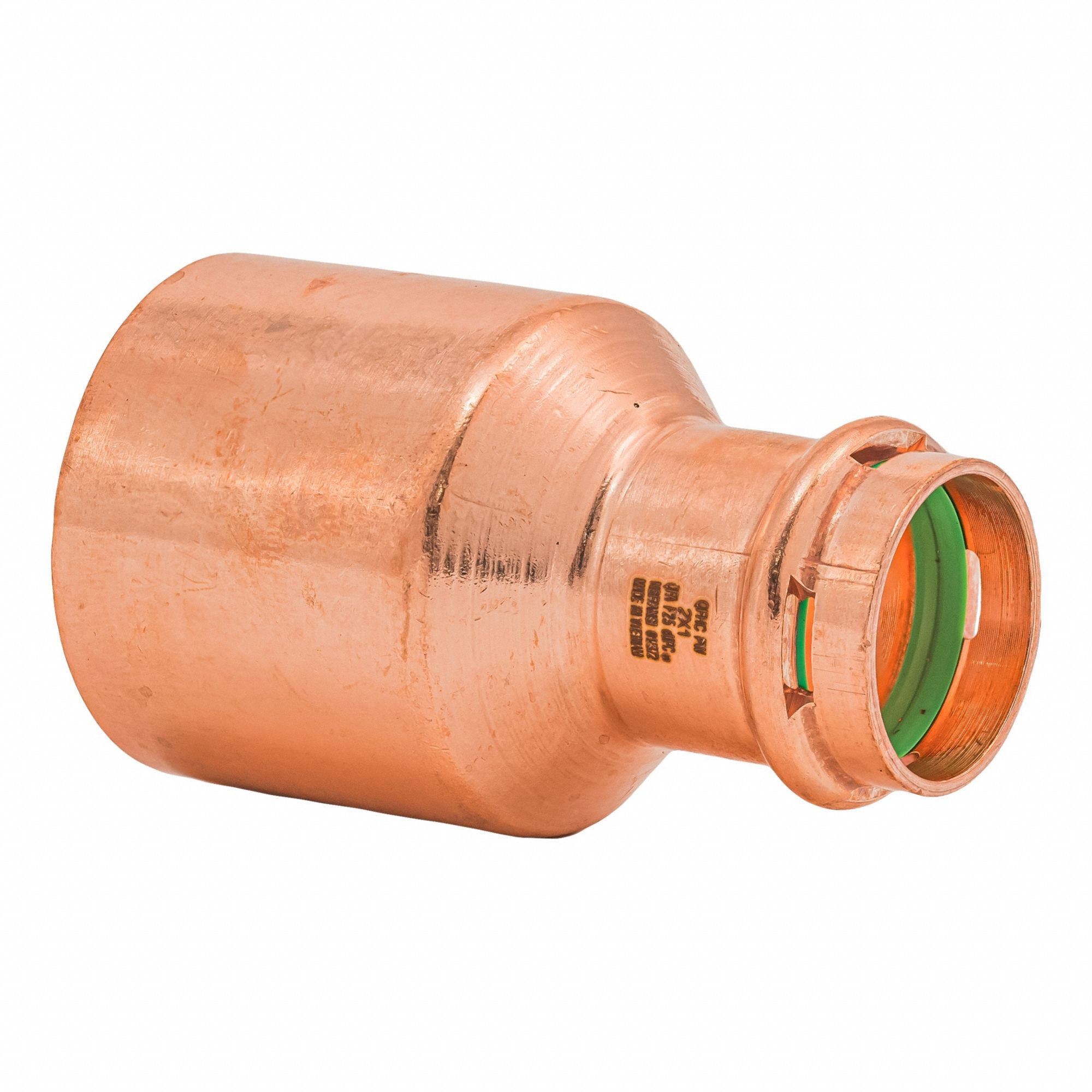 Press Copper Reducer: 2 in CTS x 1 in CTS size, FTG x Press-fit, Copper