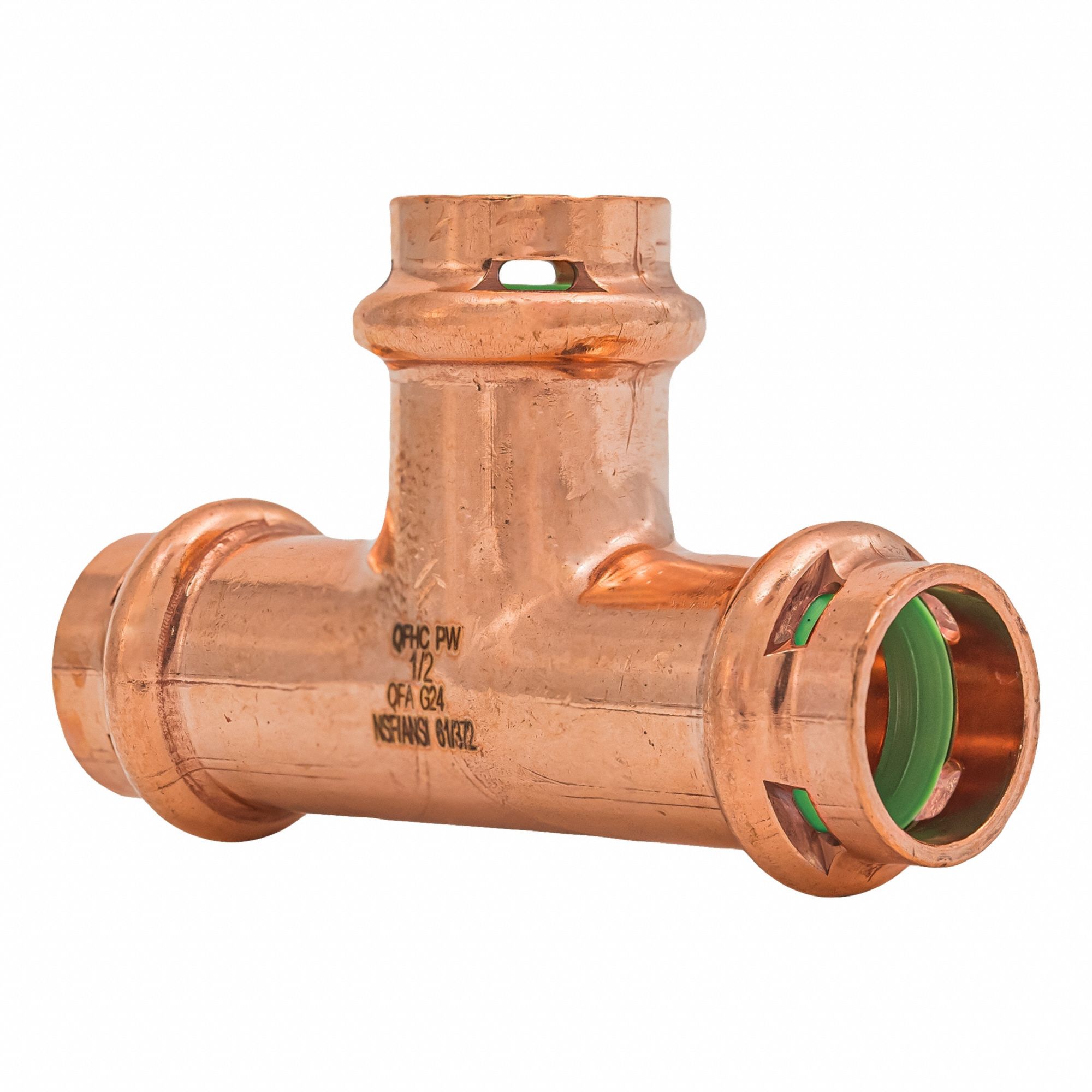 Press Copper Tee: 1/2 in CTS x 1/2 in CTS x 1/2 in CTS size, Copper