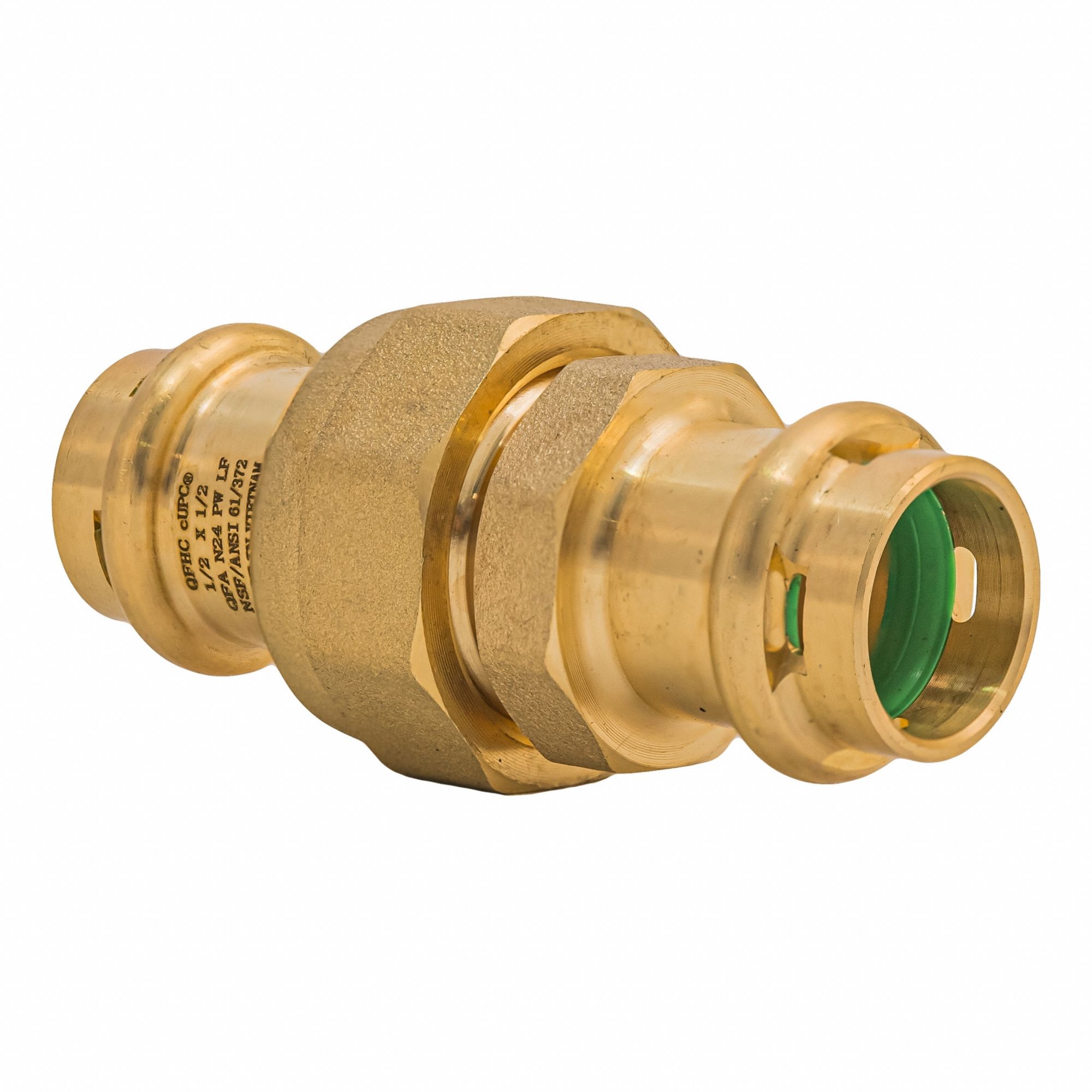 Crimp Union Fitting: 1/2 in CTS x 1/2 in CTS size, Press-fit x Press-fit