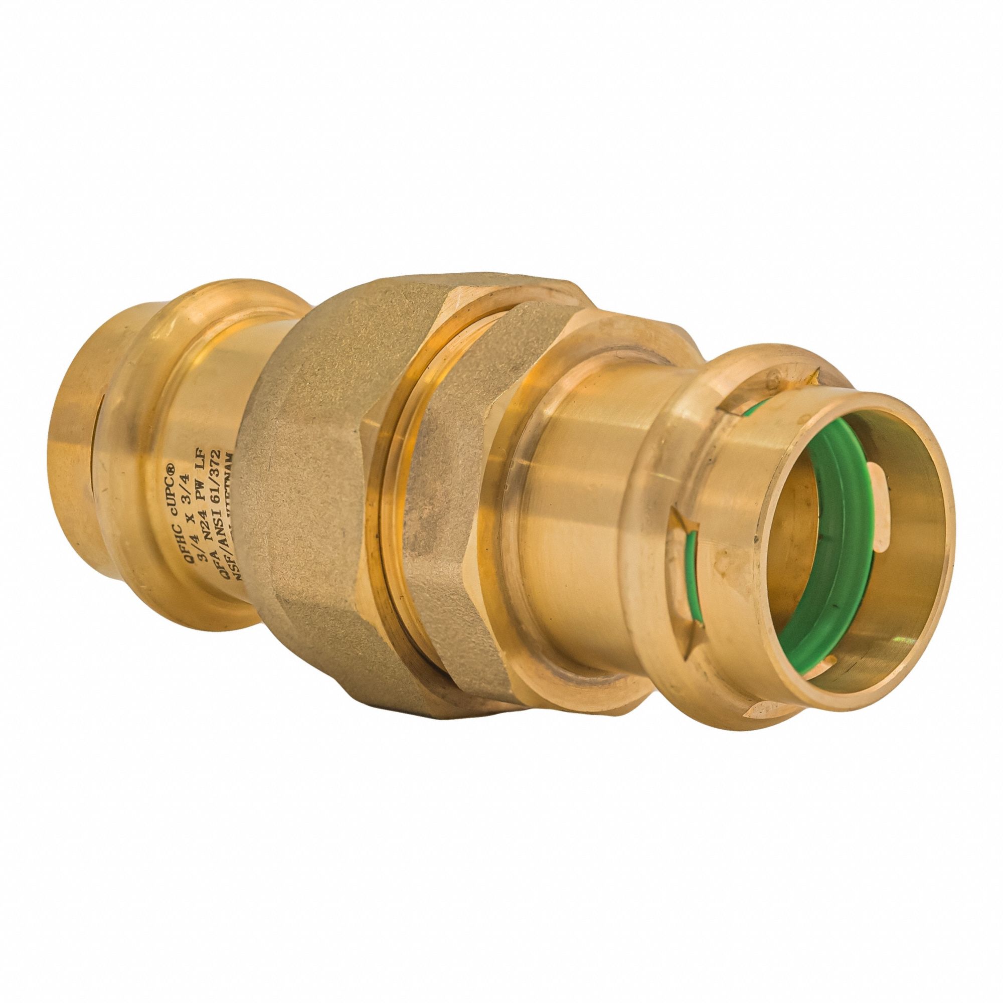 Crimp Union Fitting: 3/4 in CTS x 3/4 in CTS size, Press-fit x Press-fit