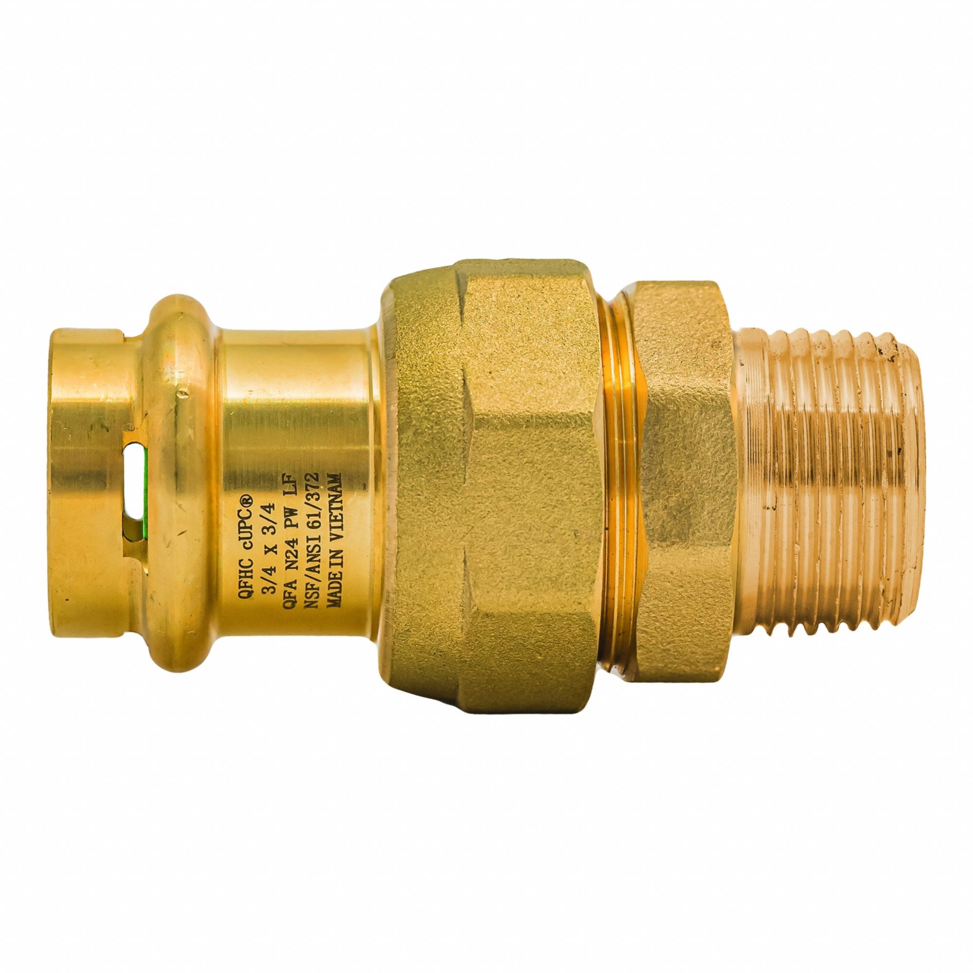 Crimp Adapter Fitting: 3/4 in CTS x 3/4 in Pipe size, Press-fit x MNPT, Brass