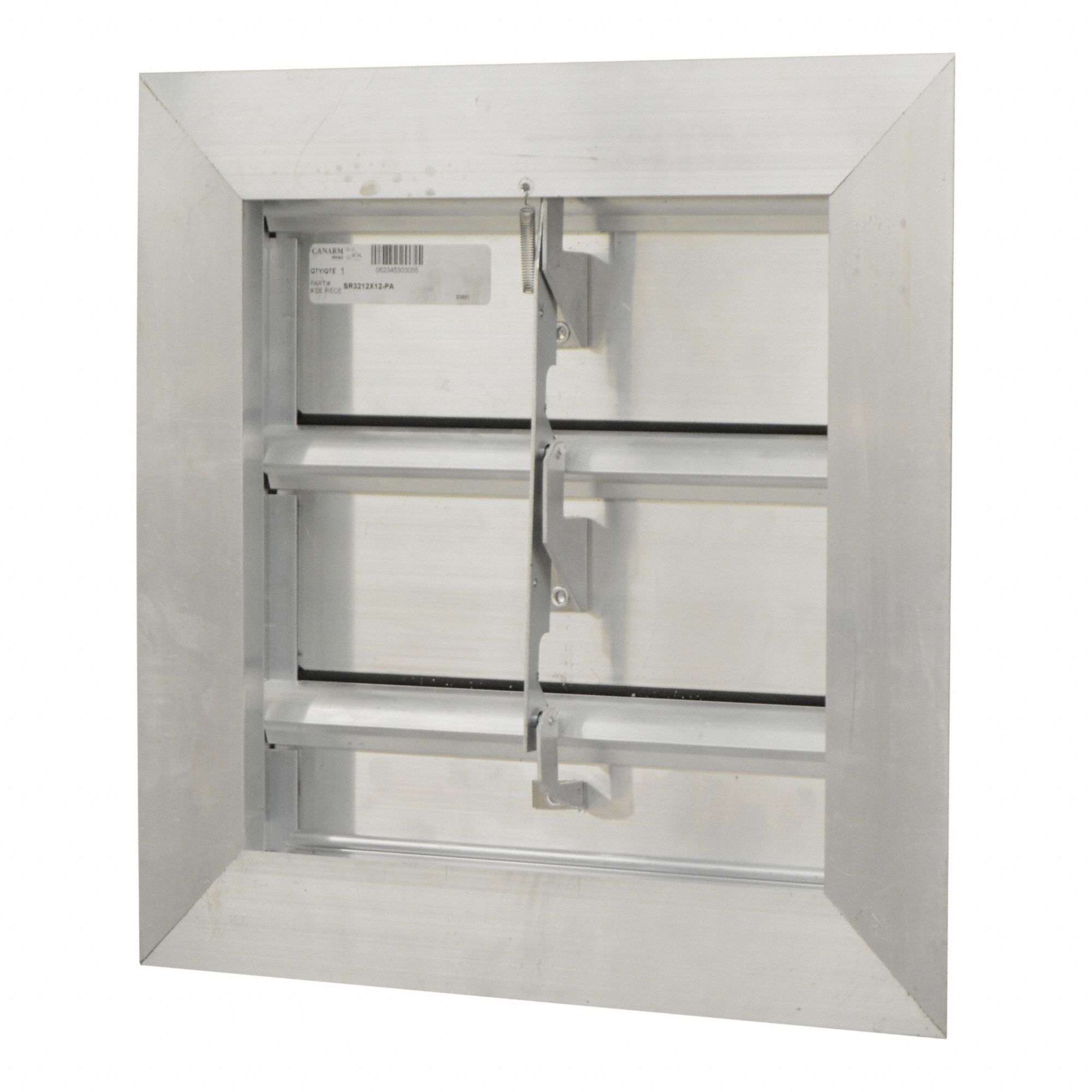 Manual Damper: For 12 in Fan, For 12 in Nominal Duct Dia, Double Panel, 12 in H, 12 in W, 2 1/4 in D