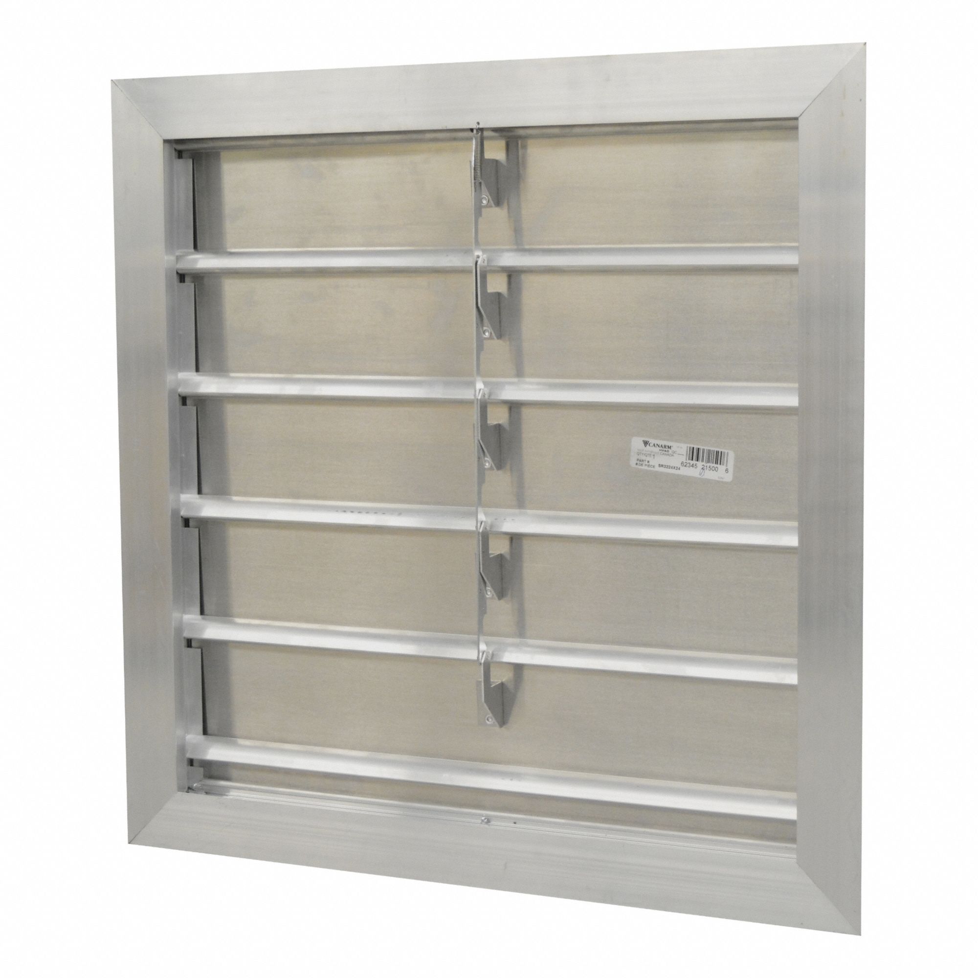 Manual Damper: For 24 in Fan, For 24 in Nominal Duct Dia, 5, 24 in H, 24 in W, 2 1/4 in D, Aluminum