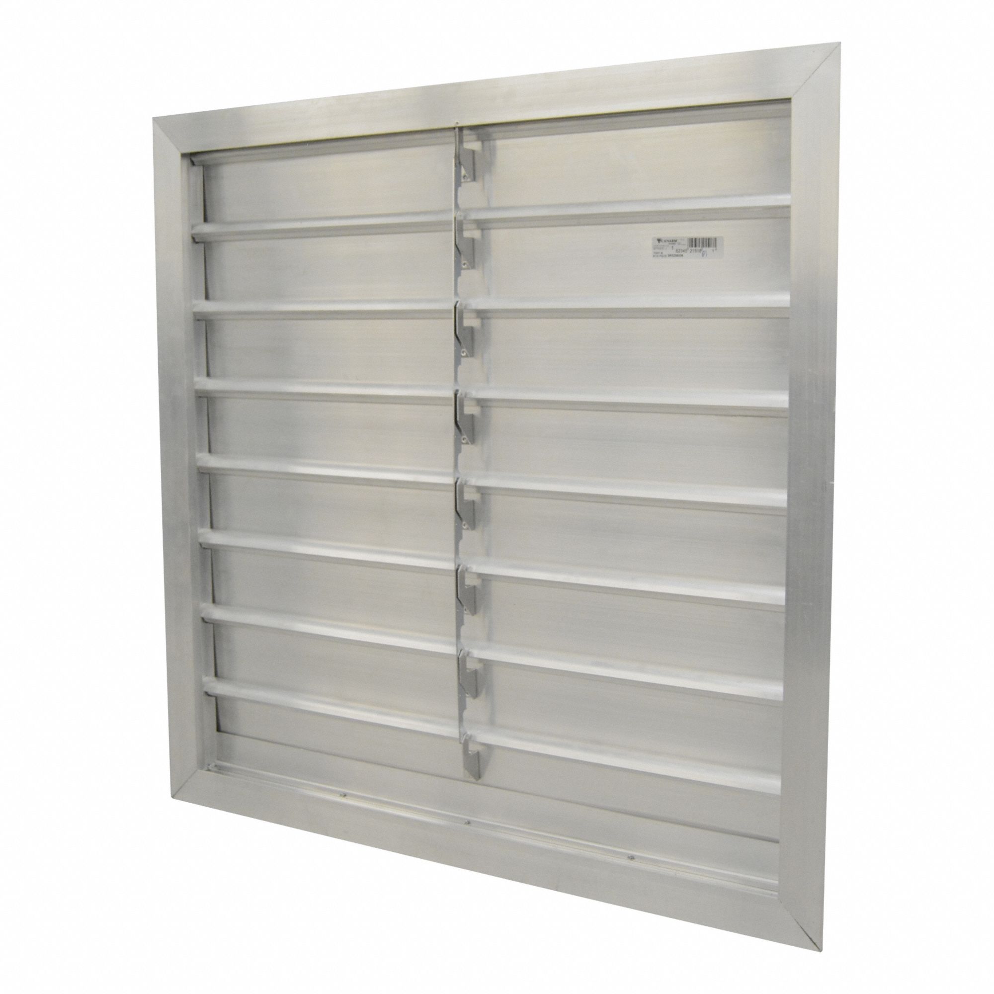 Manual Damper: For 36 in Fan, For 36 in Nominal Duct Dia, 8, 36 in H, 36 in W, 2 1/4 in D, Aluminum