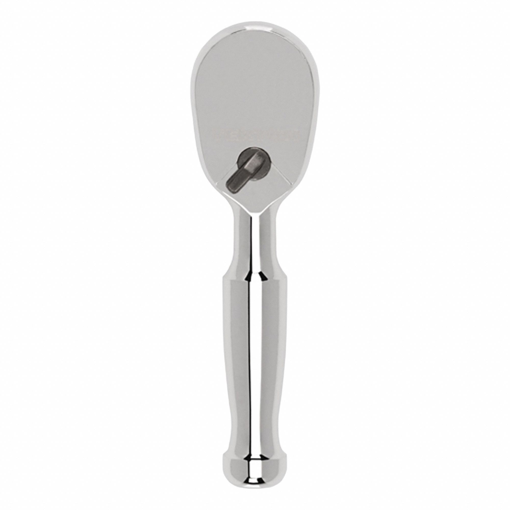 Hand Ratchet: Pear, Reversible, 3 in Overall Lg, Polished, 4° Min Arc Swing, Stubby Lg