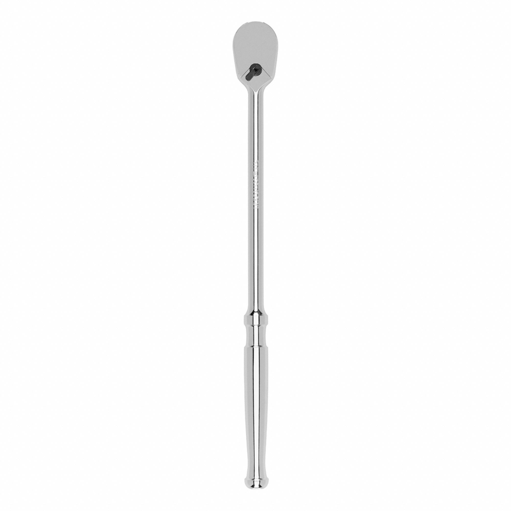 Hand Ratchet: Pear, Reversible, 9 in Overall Lg, Polished, 4° Min Arc Swing, Long Lg