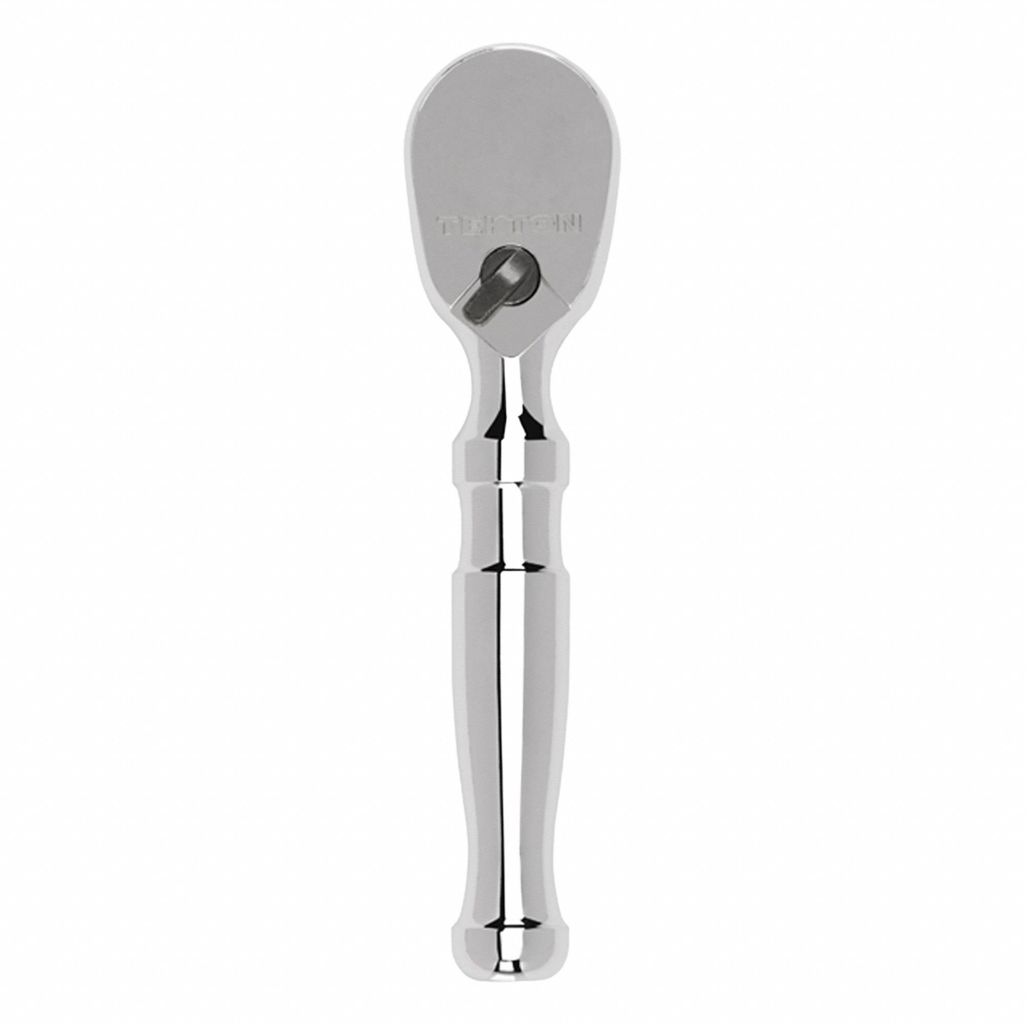 Hand Ratchet: Pear, Reversible, 4 1/2 in Overall Lg, Polished, 4° Min Arc Swing, Stubby Lg
