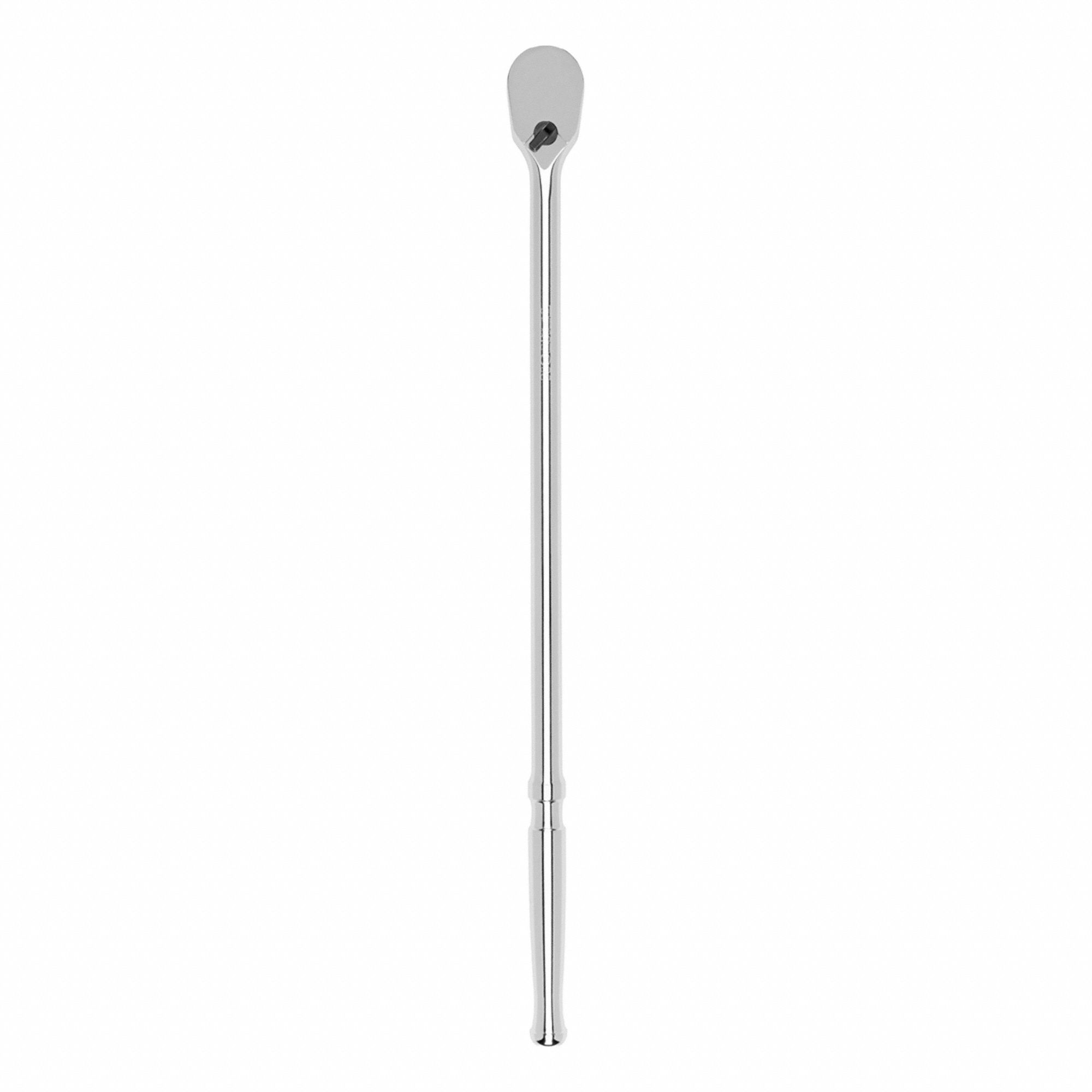Hand Ratchet: Pear, Reversible, 18 in Overall Lg, Polished, 4° Min Arc Swing, Long Lg