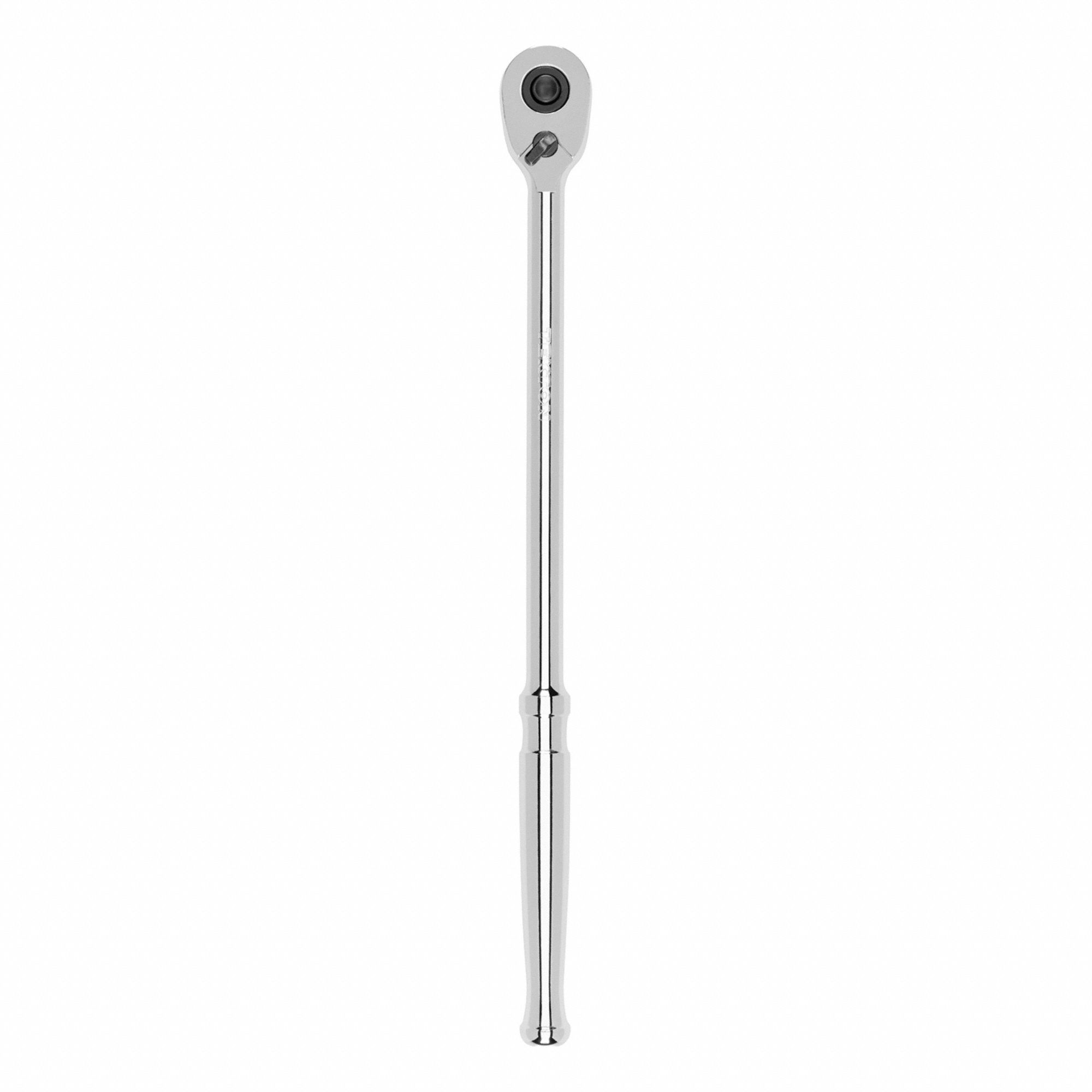 Quick-Release Ratchet: Pear, Reversible, 12 in Overall Lg, Polished, 4° Min Arc Swing