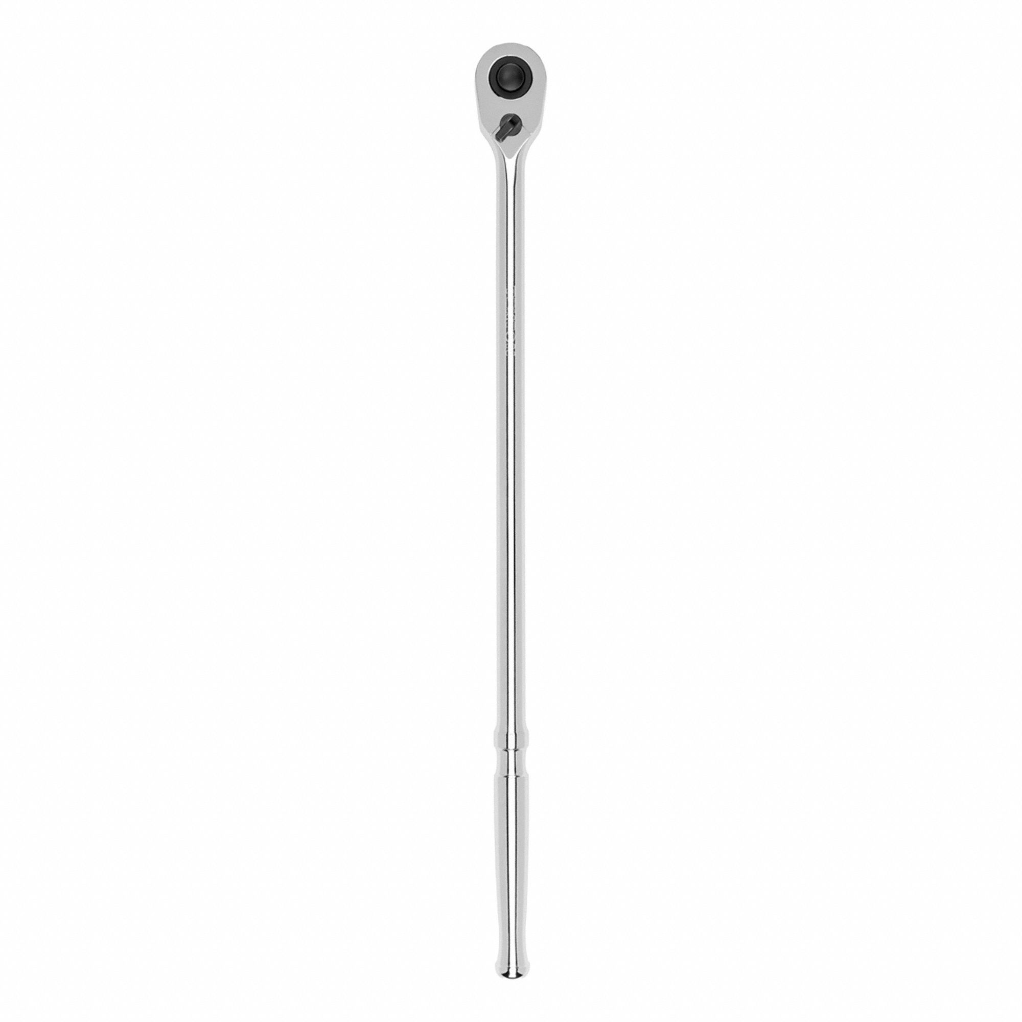 Quick-Release Ratchet: Pear, Reversible, 18 in Overall Lg, Polished, 4° Min Arc Swing