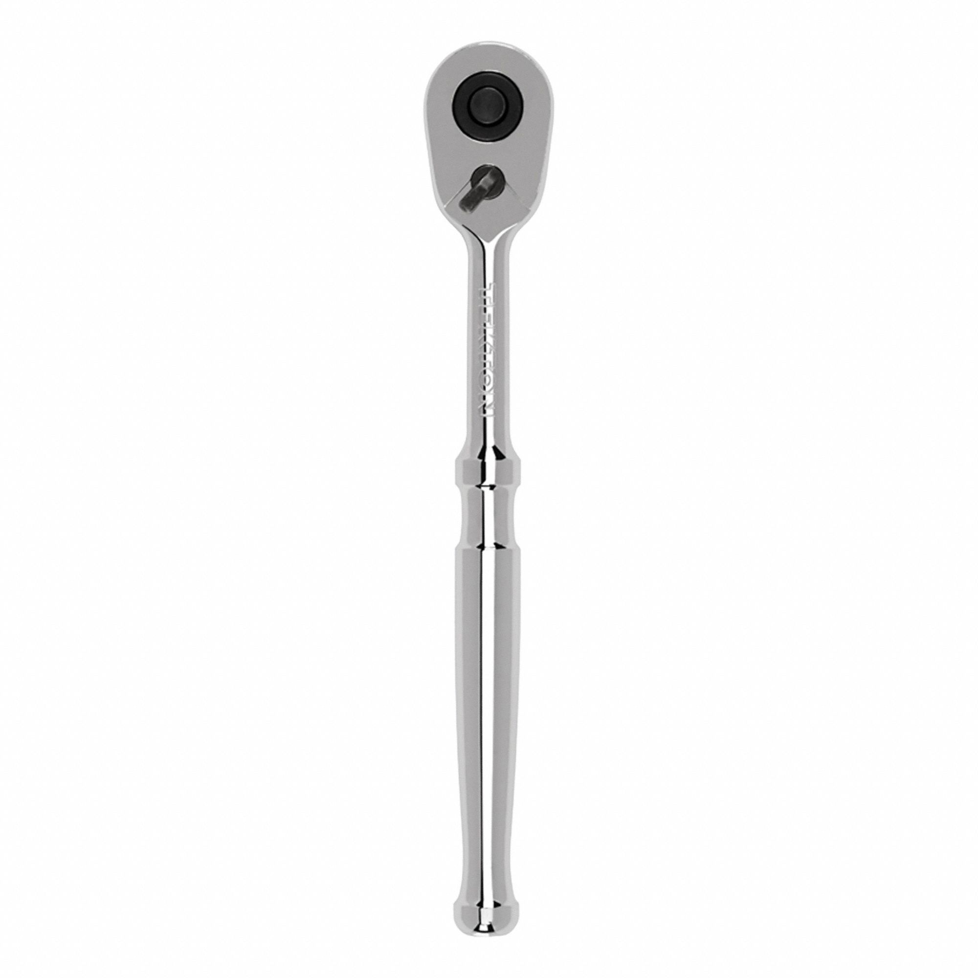 Quick-Release Ratchet: Pear, Reversible, 6 in Overall Lg, Polished, 4° Min Arc Swing, Std Lg