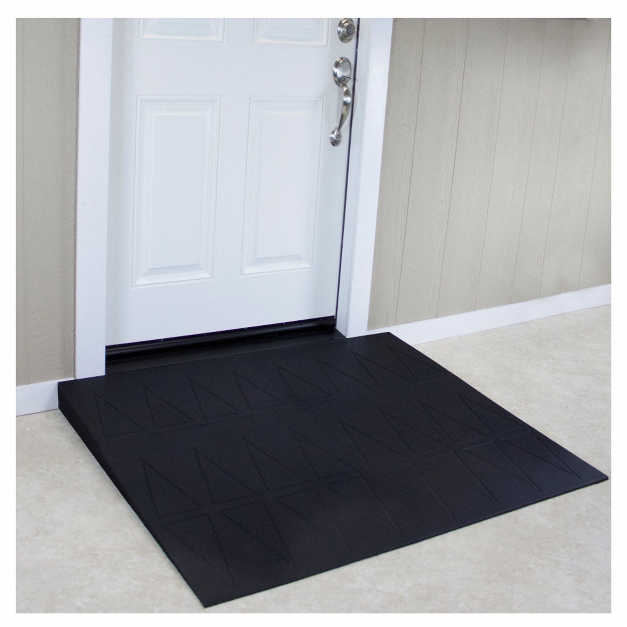 Door Ramp: 41 in Lg, ADA Compliant, Black, Rubber