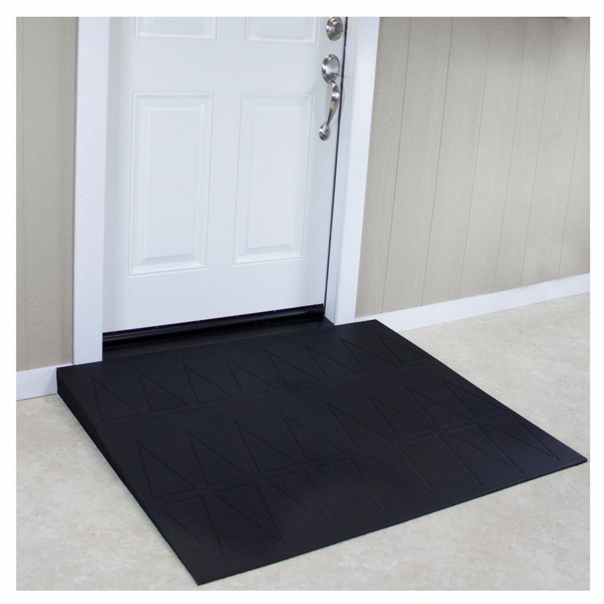 Door Ramp: 41 in Lg, ADA Compliant, Black, Rubber