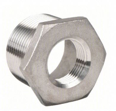 Hex Reducing Bushing: 316 Stainless Steel, 3 in x 2 in Fitting Pipe Size, Male NPT x Female NPT