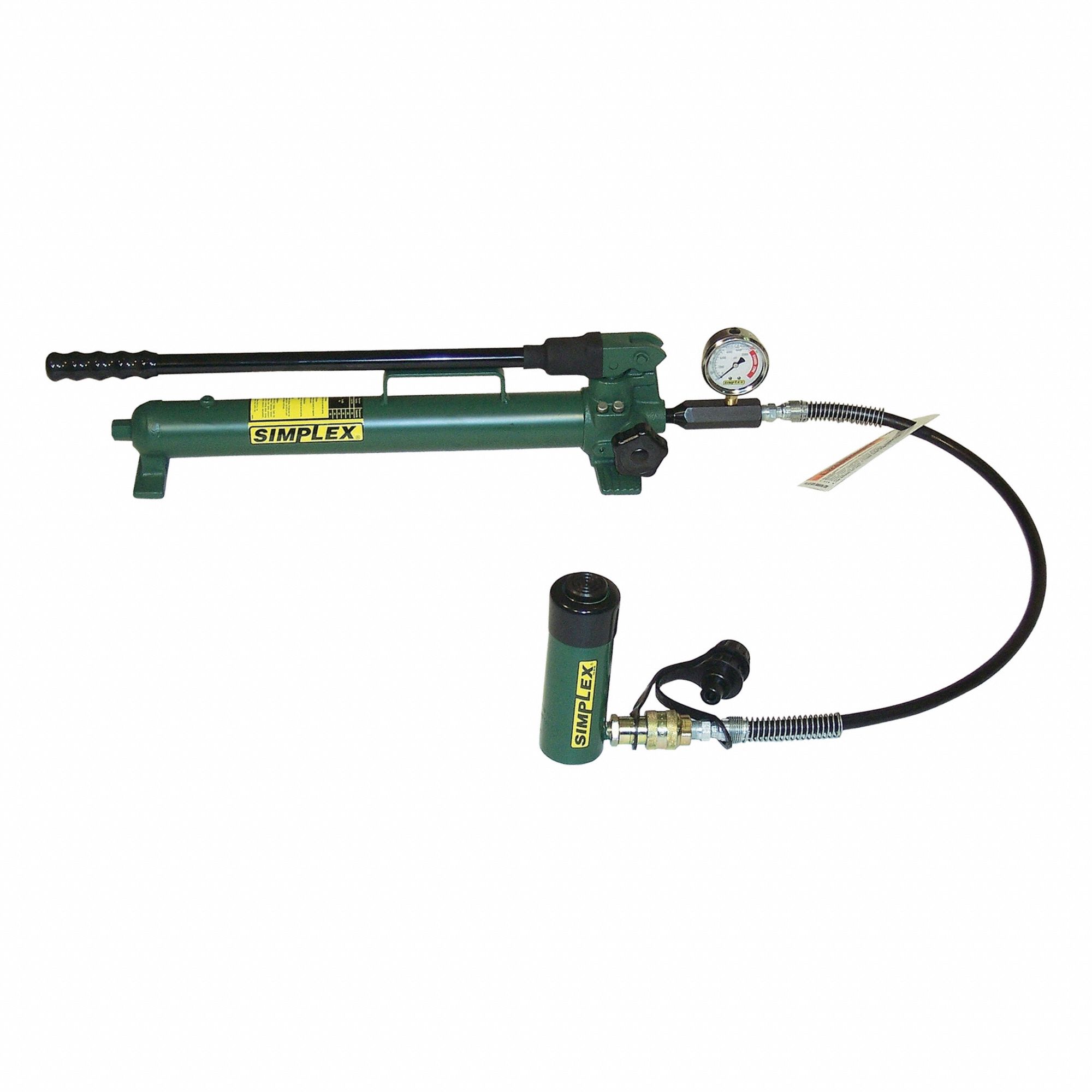 CYLINDER AND HAND PUMP SET, 10 TON CYLINDER NOMINAL CAPACITY, 2 3/16 IN CYLINDER STROKE, P42, STEEL