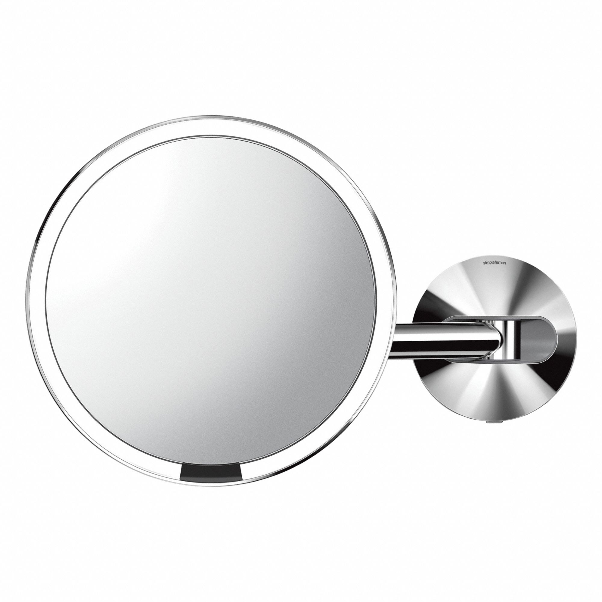 Makeup Mirror: Round, Wall, Glass, Electric Hardwired, With Frame, Lighted, LED, 5X