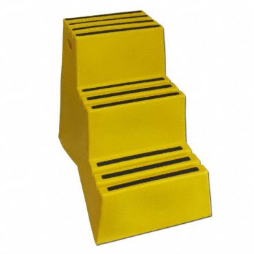 Box Step: 3 Steps, 29 1/4 in Top Step Ht, 21 in Bottom Wd, 500 lb Load Capacity, Yellow, Plastic