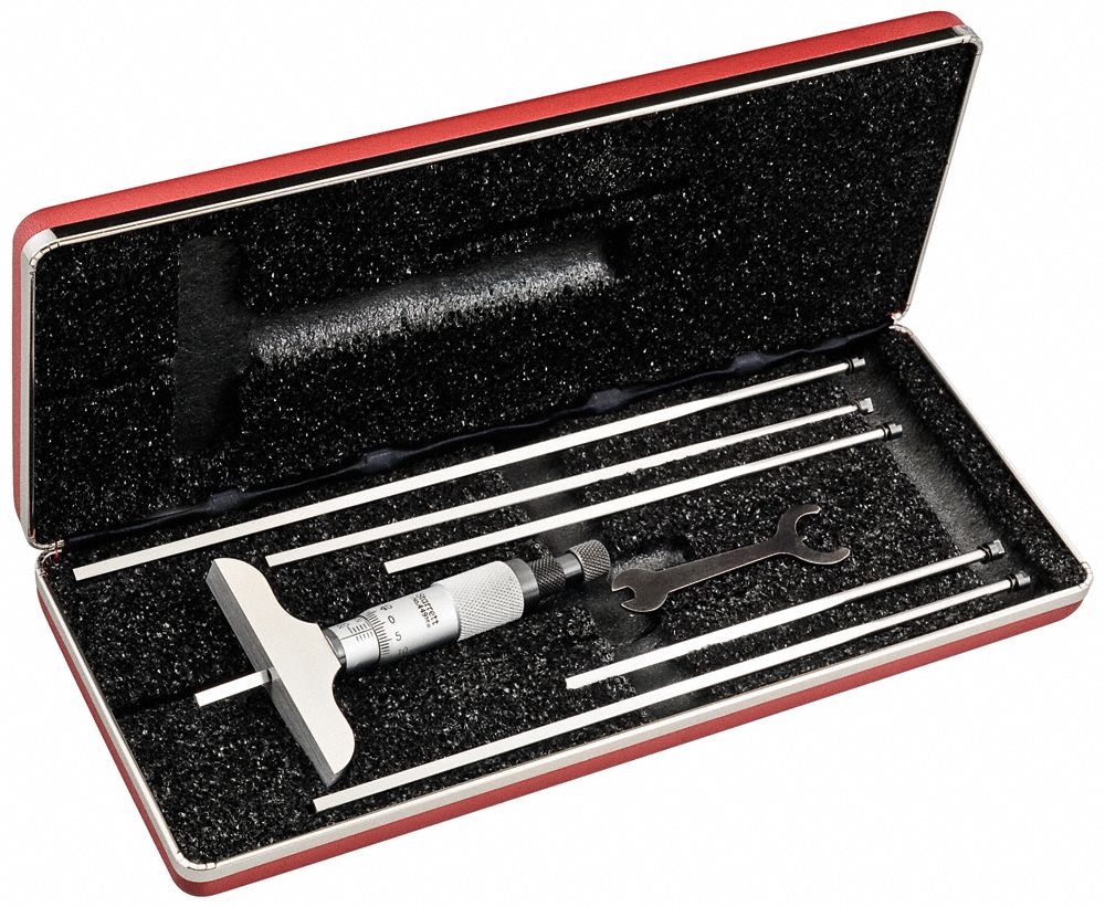 DEPTH MICROMETER, +/-0.0025 MM (MIC HEAD), +/-0.005 MM (ROD) ACCURACY