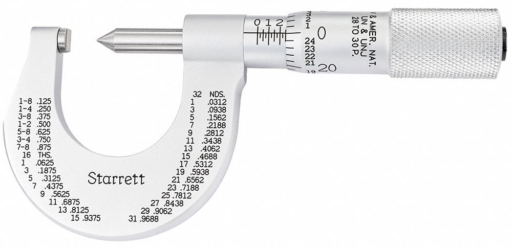 SCREW THREAD MICROMETER METRIC, UNIFIED INCH THREAD , 0 TO1 IN RANGE