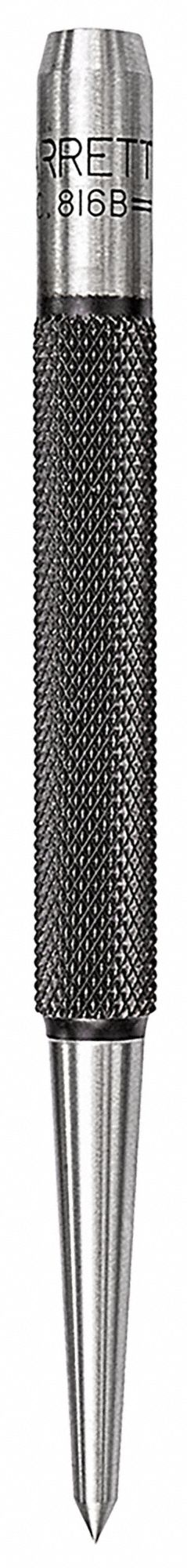 PRICK PUNCH, ⅛ IN TIP SIZE, ROUND, 4 IN OVERALL L, 1½ IN TAPER L, KNURLED GRIP, BOX, 816B