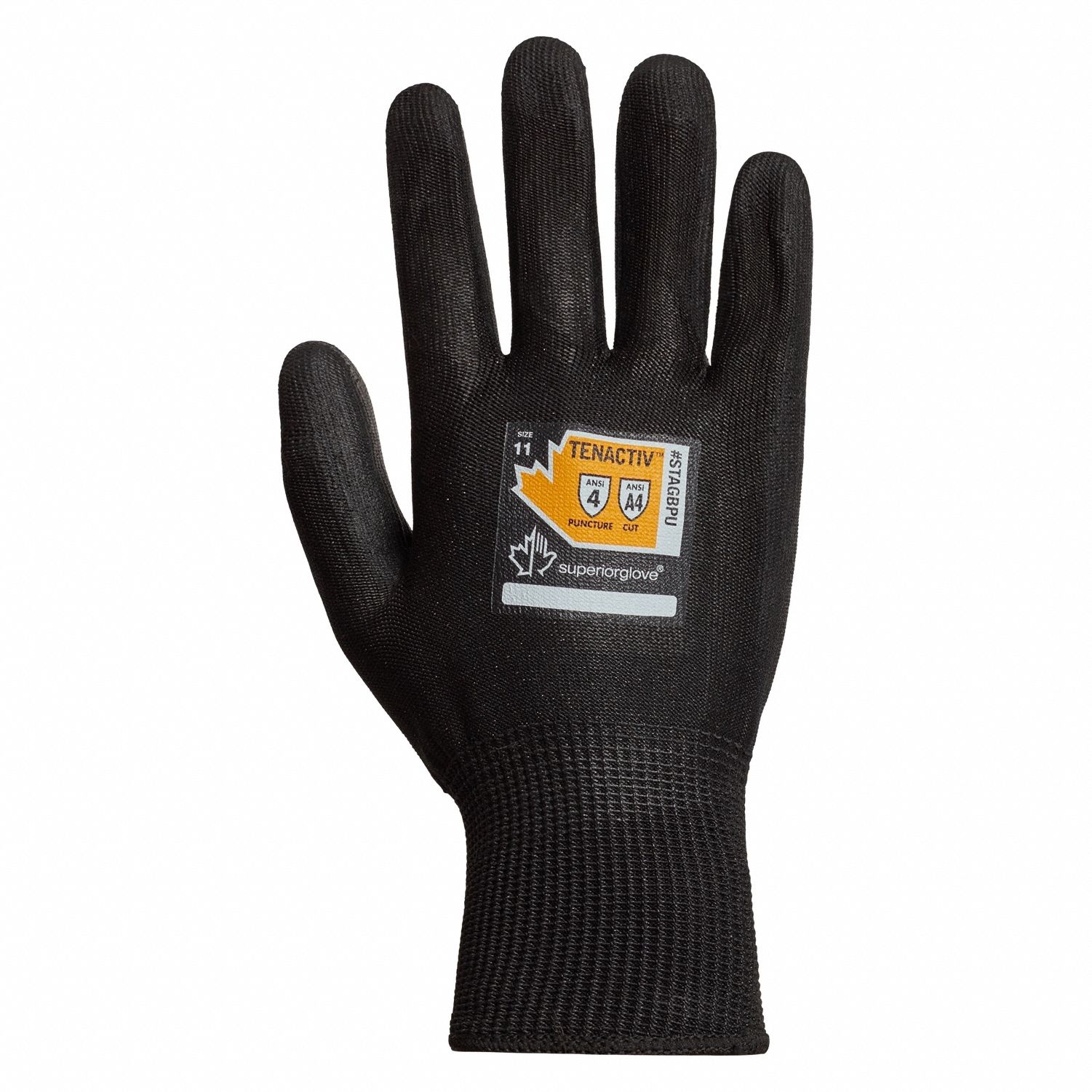 Knit Gloves: 2XL ( 11 ), ANSI Cut Level A4, Palm, Dipped, Polyurethane, Smooth, 1 PR