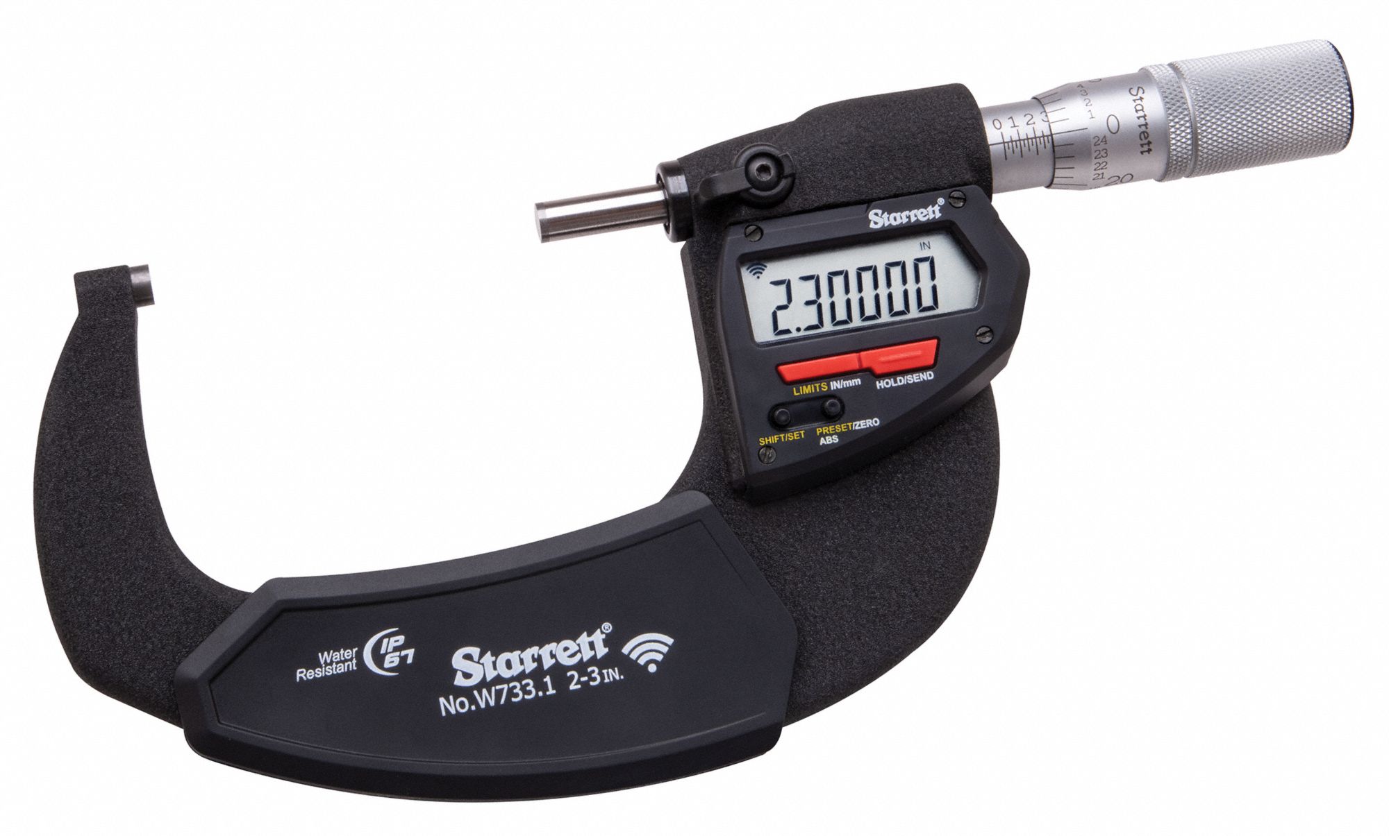 MICROMÈTRE NUM S/FIL, GAMME DE 0 À 6 PO/DE 0 À 15 MM, IP67