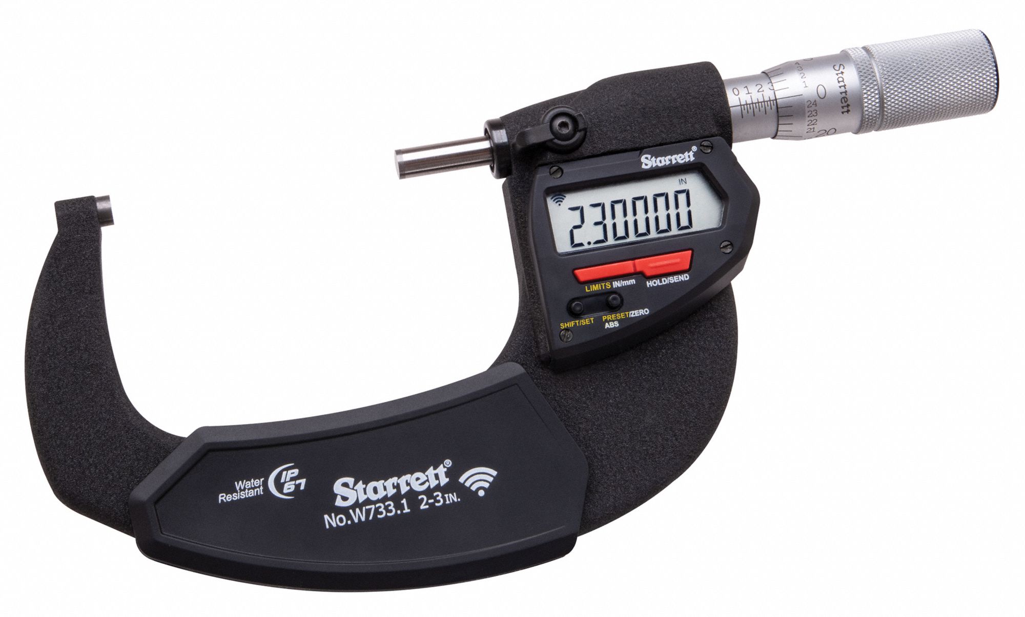 WIRELESS DIGITAL MICROMETER, 0 IN TO 6 IN/0 TO 15MM RANGE, IP67