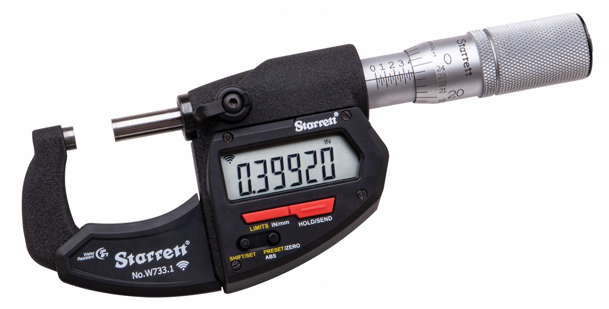 WIRELESS DIGITAL MICROMETER, 0 IN TO 1 IN/MM TO 25MM RANGE, IP67