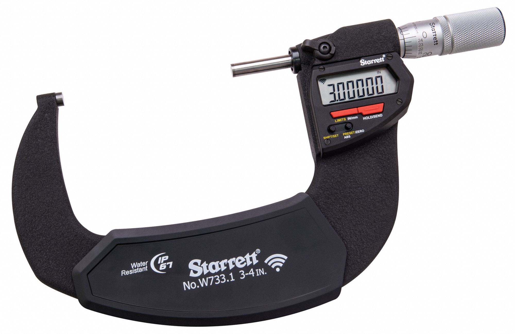 WIRELESS DIGITAL MICROMETER, 1 IN TO 2 IN/25 TO 5MM RANGE, IP67