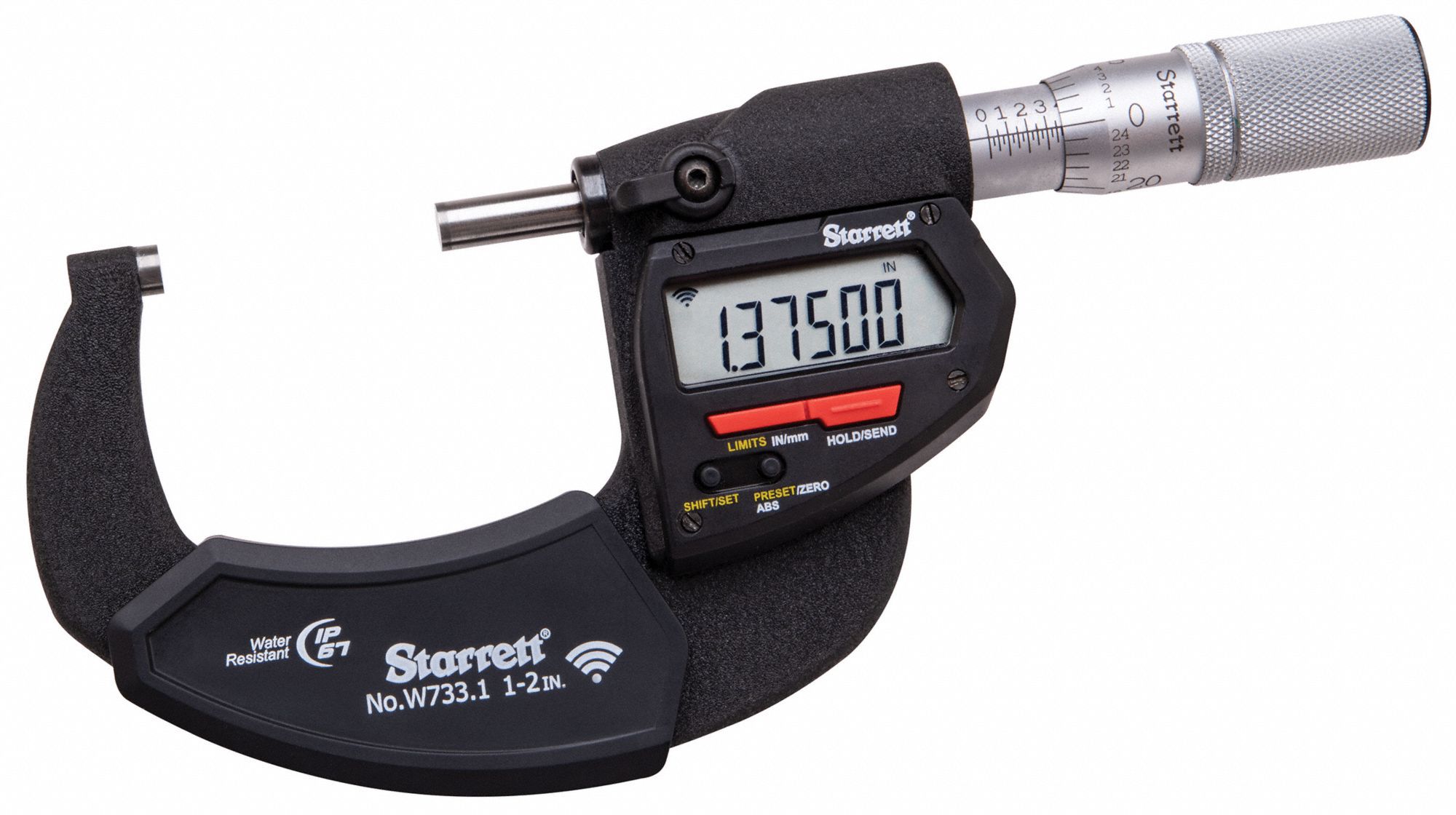 WIRELESS DIGITAL MICROMETER, 2 IN TO 3 IN/50.8 TO 76MM RANGE, IP67