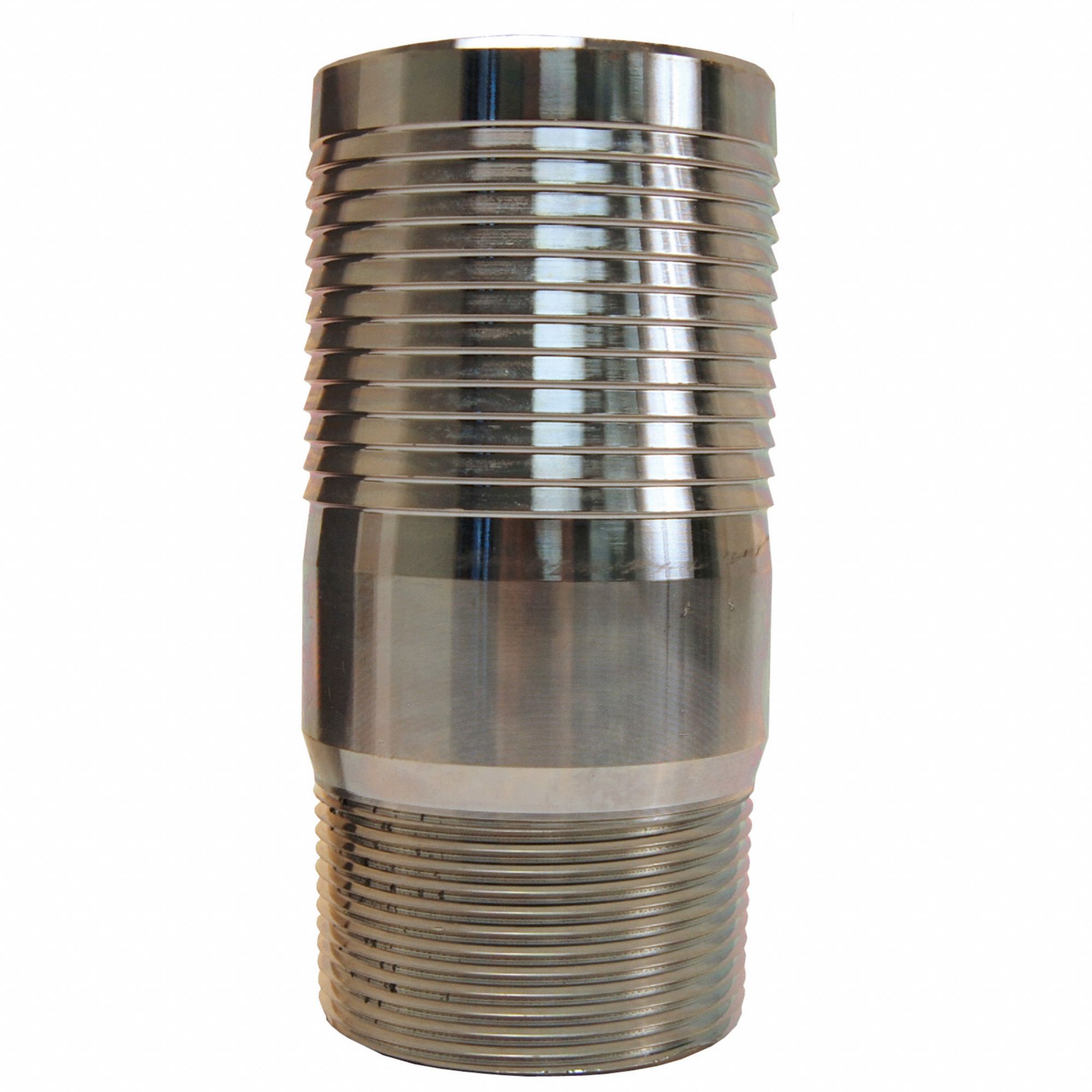 Barbed Hose Fitting: For 3 in Hose I.D., Steel x Steel, 3 in x 2 in Fitting Size, Hose Barb x NPT