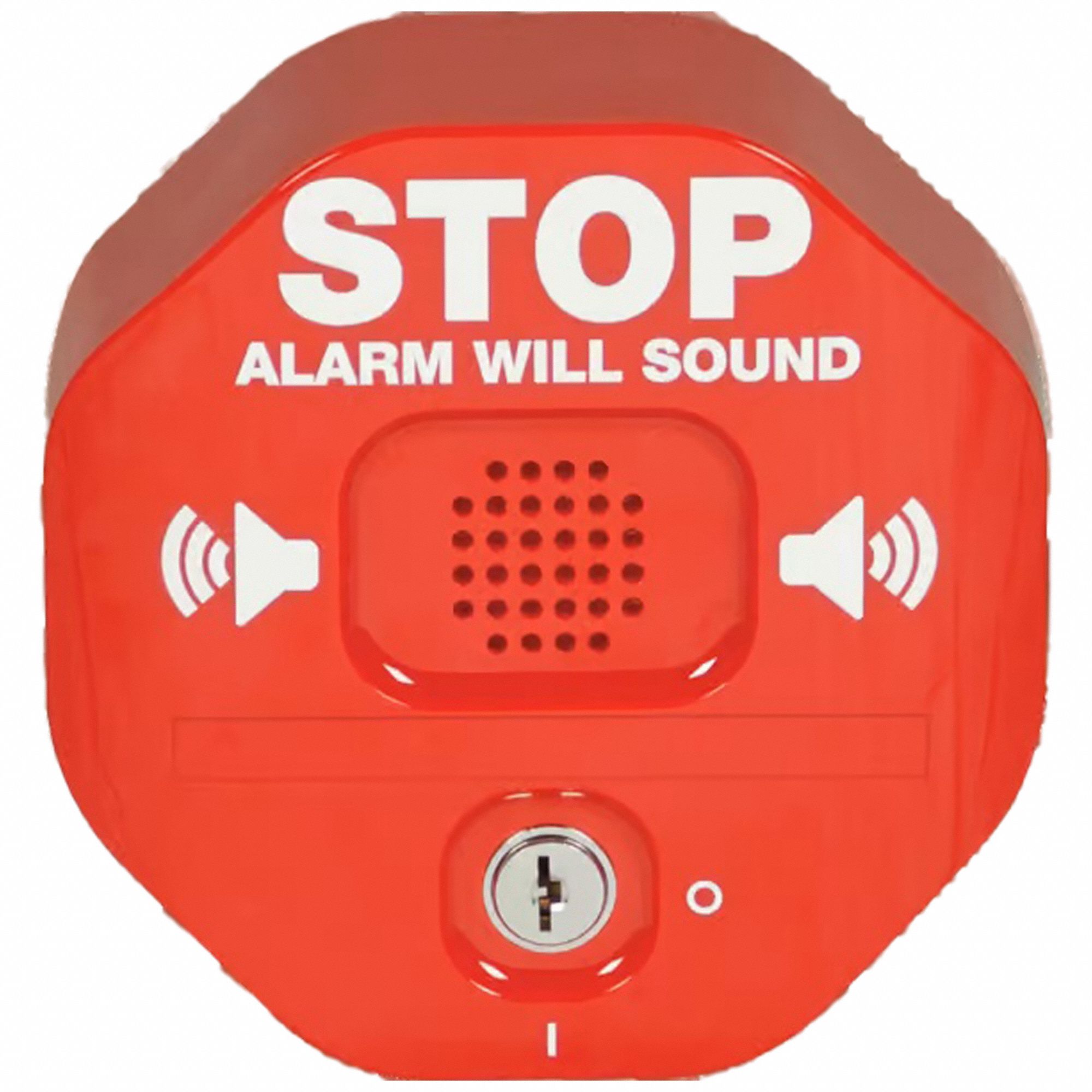 EXIT DOOR ALARM, 9 V DC, KEY LOCK, RED, POLYCARBONATE, HORN