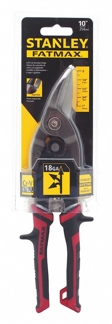 AVIATION SNIP, LEFT, 10 IN OVERALL L, 1 1/4 IN CUTTING L, STEEL, MULTI-COMPONENT, STEEL