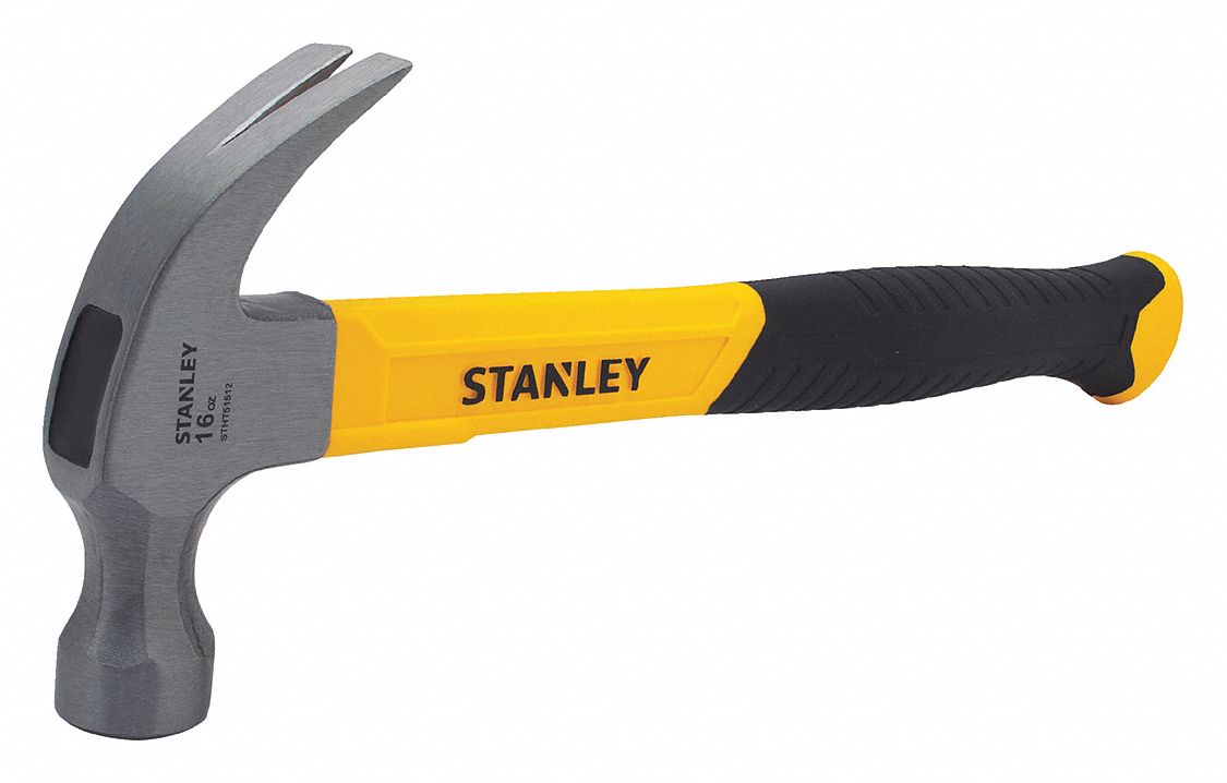 HAMMER, CURVED CLAW, SMOOTH FACE, YELLOW, 14 IN X 1 1/8 IN, 16 OZ, FIBREGLASS/CARBON STEEL