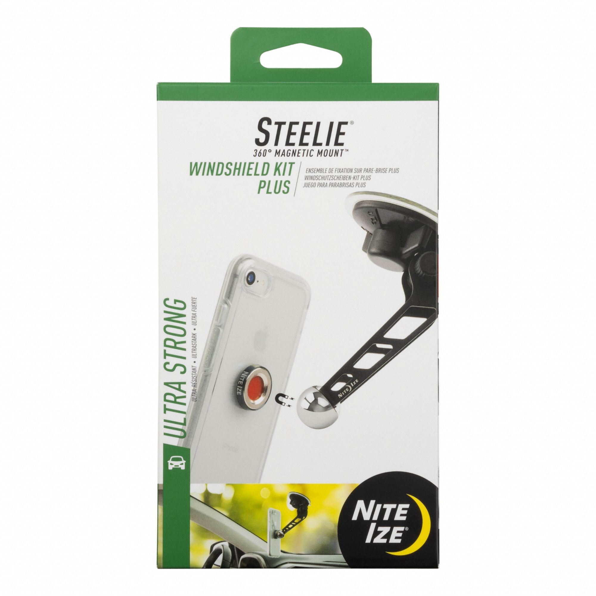 NITE IZE Windshield Mount Kit: STWSKP2-01-R8, Windshield Mount Kit, Universal, 2 in Overall Ht. Key specifications — Manufacturer Part Number: STWSKP2-01-R8; Brand: NITE IZE; Compatible with Brand: Universal; Product Type: Windshield Mount Kit; For Use With: Mobile Devices; Color: Black; Material: Silicone; Includes: Magnetic Phone Socket Plus.