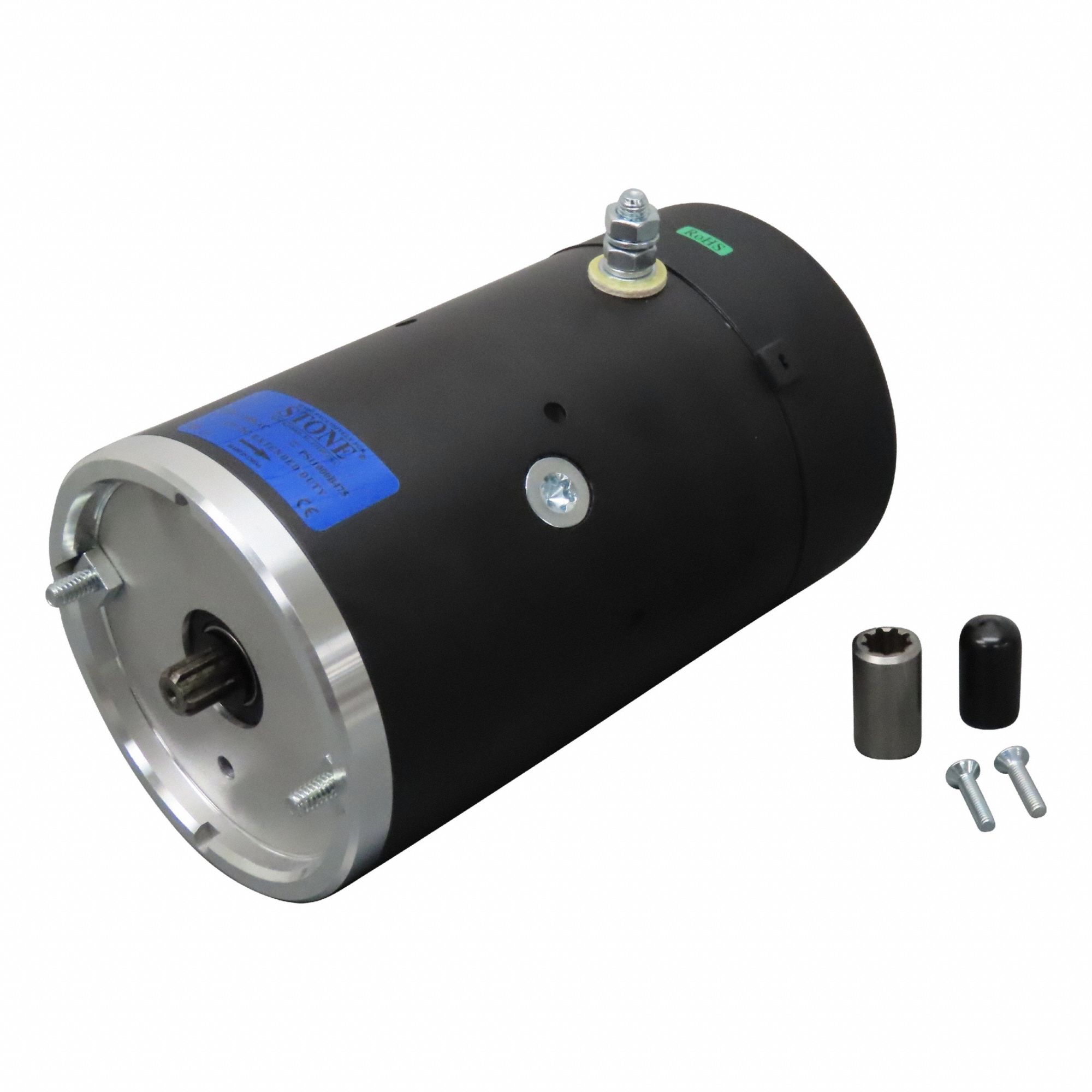 Hydraulic Lift DC Motor: CW, 7 in Overall Lg, 1/2 in Shaft Dia., Hydraulic Power Units