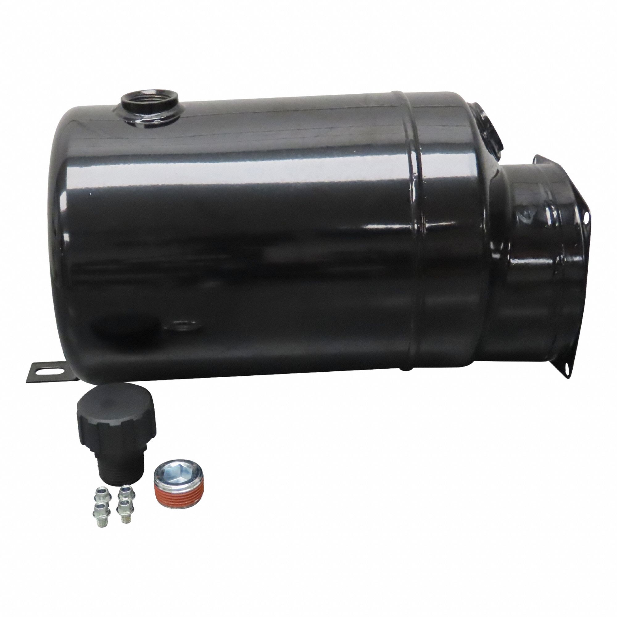 Reservoir Tank: 1.5 gal Reservoir Capacity, Round, Steel, 170 mm Overall Lg, 170 mm Overall Wd