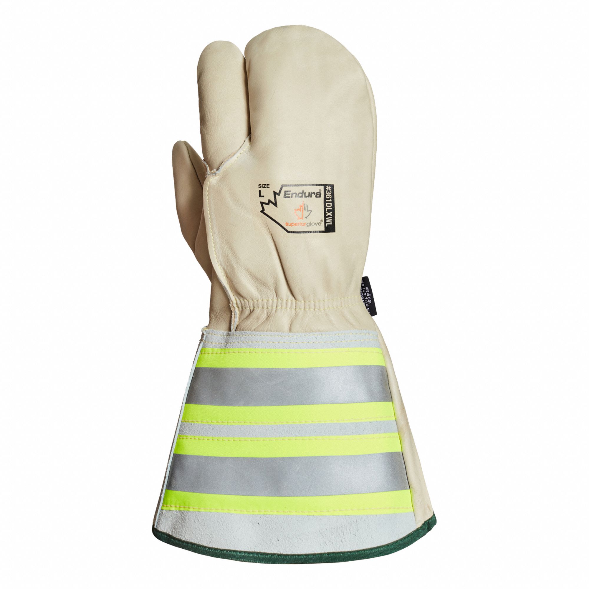 ENDURA 361DLXWL LINEMAN GLOVES, M, 8, LEATHER, HORSEHIDE, GAUNTLET CUFF