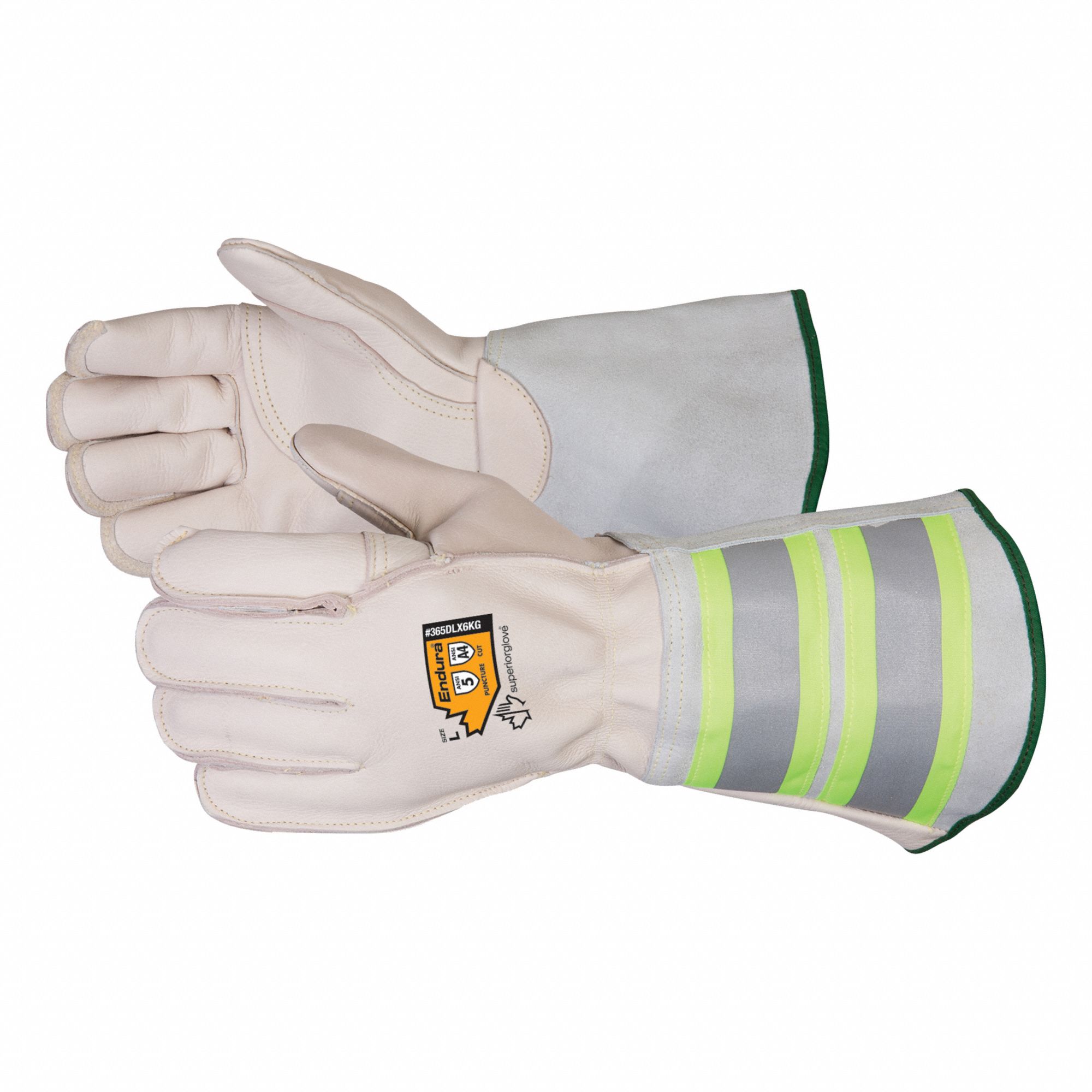 LEATHER WORK GLOVES, L (9), PREMIUM COWHIDE, ANSI CUT LEVEL A4, FULL, 1 PR