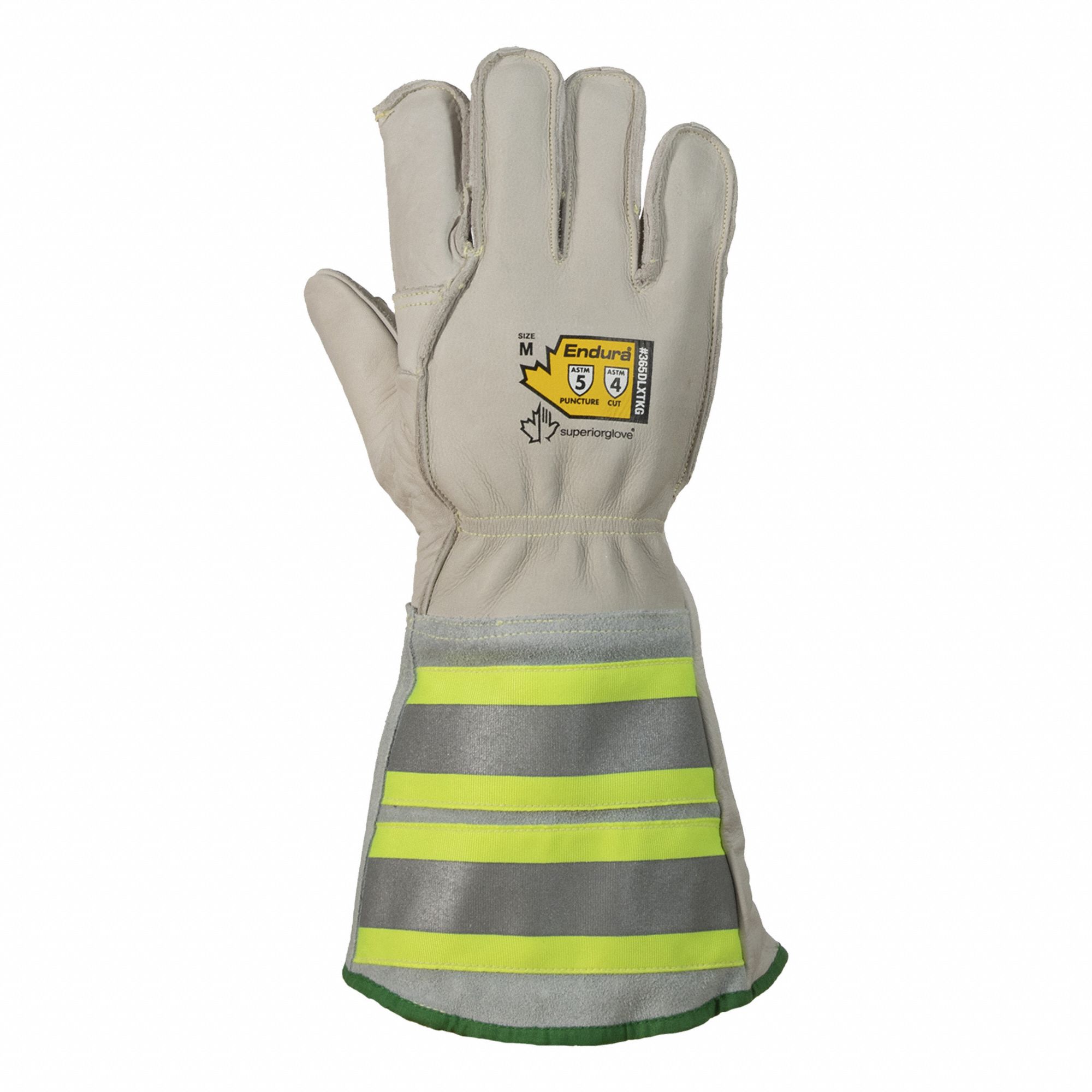 ENDURA 365DLXTKG LINEMAN GLOVES, S, LEATHER, COWHIDE, GAUNTLET CUFF, ANSI/ISEA