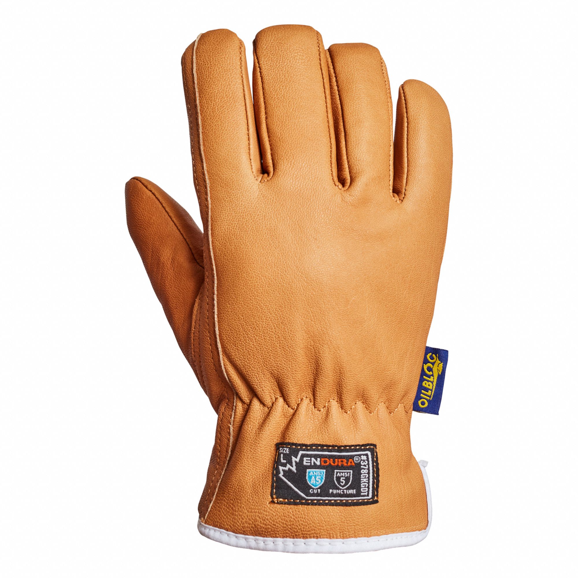 ENDURA 378GKGTL WINTER GLOVES, L, LEATHER, GOATSKIN, SAFETY CUFF