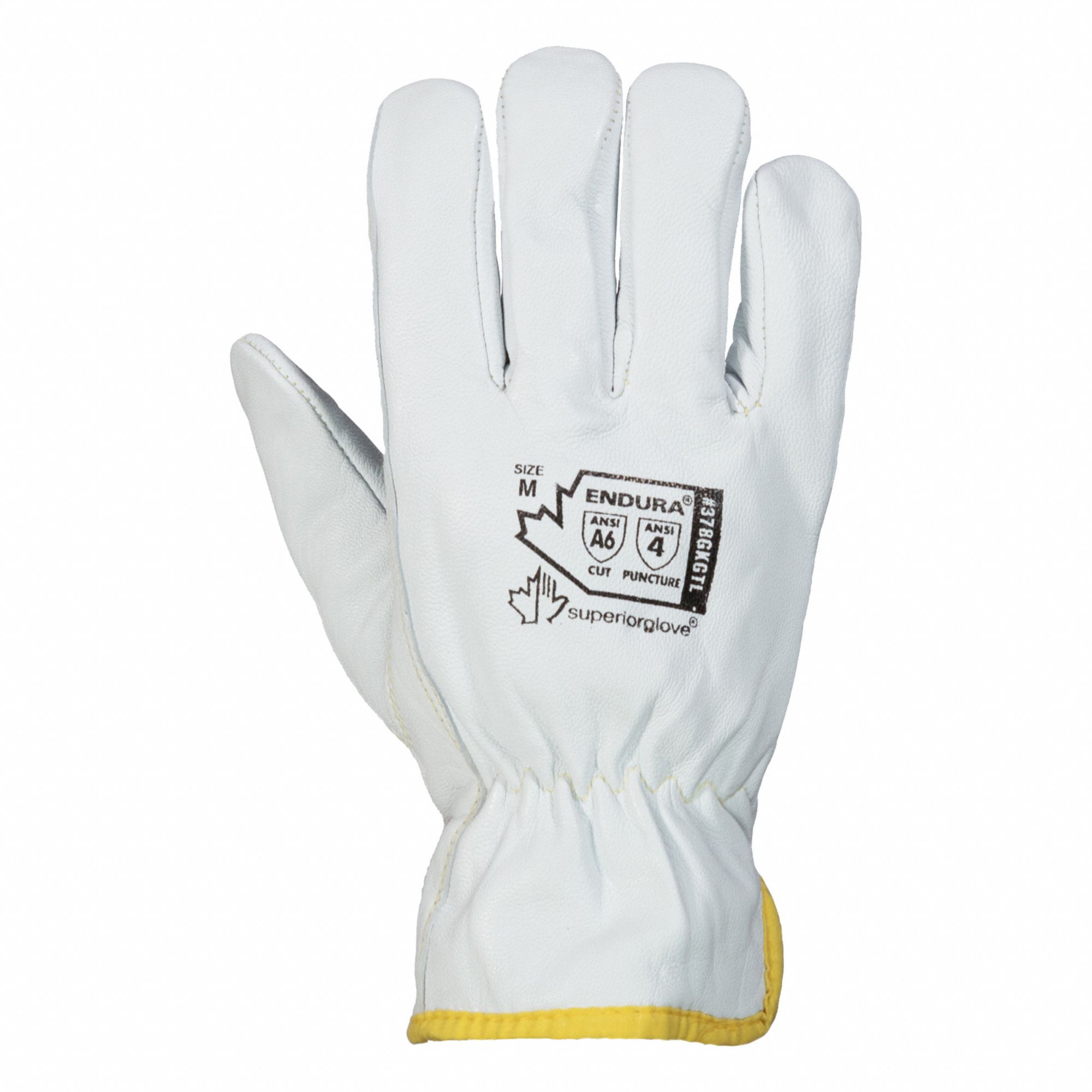 DRIVER WINTER GLOVE W/KEVLAR FIBRE LINING, SZ XL, WHITE/YELLOW, GOAT LEATHER