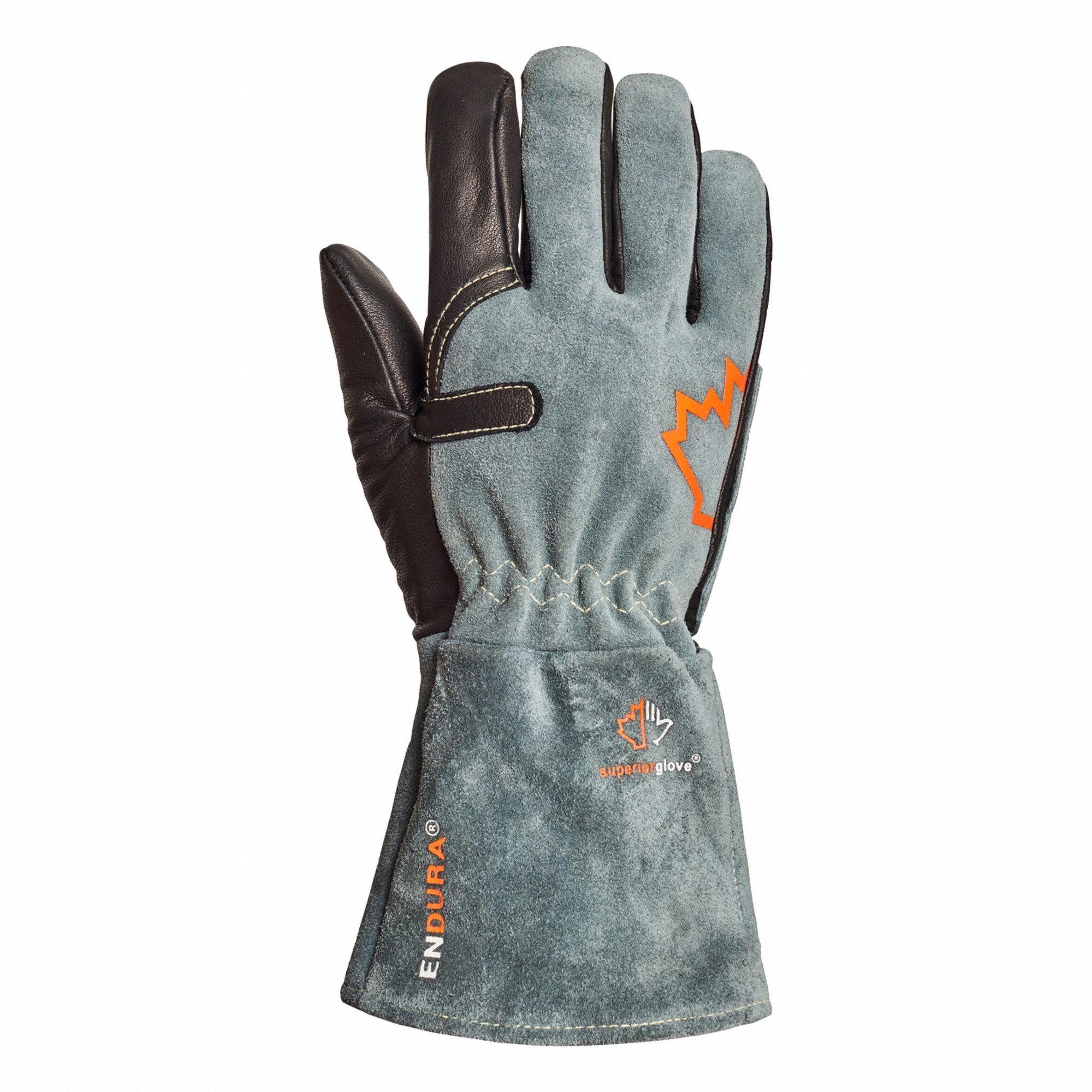 WELDING GLOVES, MIG, STRAIGHT THUMB/GUNN CUT, SZ 10/XL, 14 1/2 IN L, GREY, COWHIDE/KEVLAR, PR