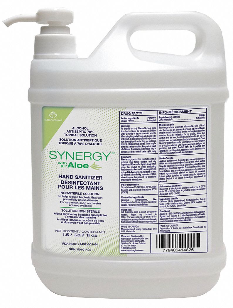 SUPERIOR GLOVE HAND SANITIZER, ANTISEPTIC, CLEAR, WITH ALOE/VITAMIN E, CITRUS SCENT, GEL, 70