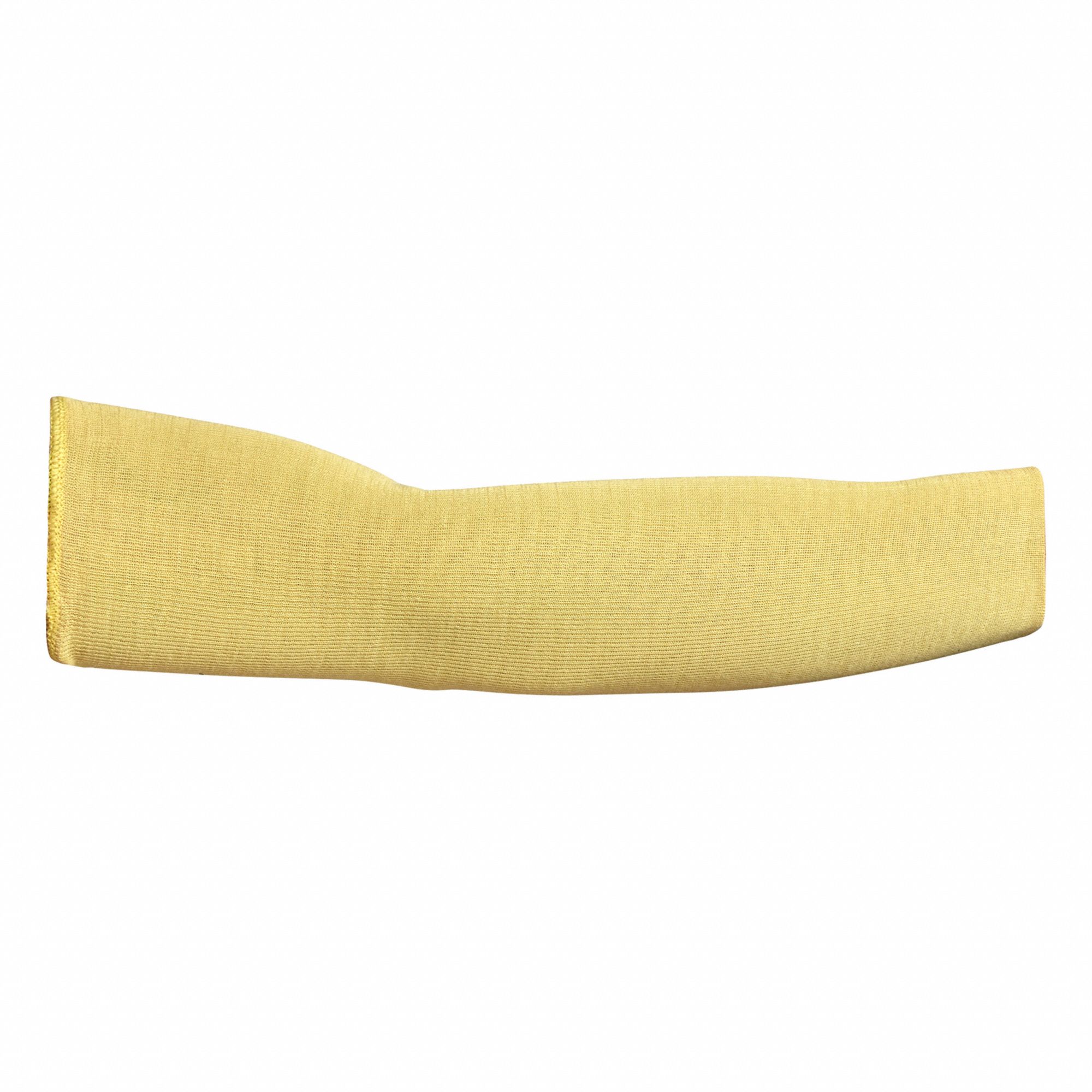 SLEEVE, CUT RESISTANT, DOUBLE LAYER, LATEX FREE, NO THUMB HOLE, YELLOW, 12 IN, PARA-ARAMID